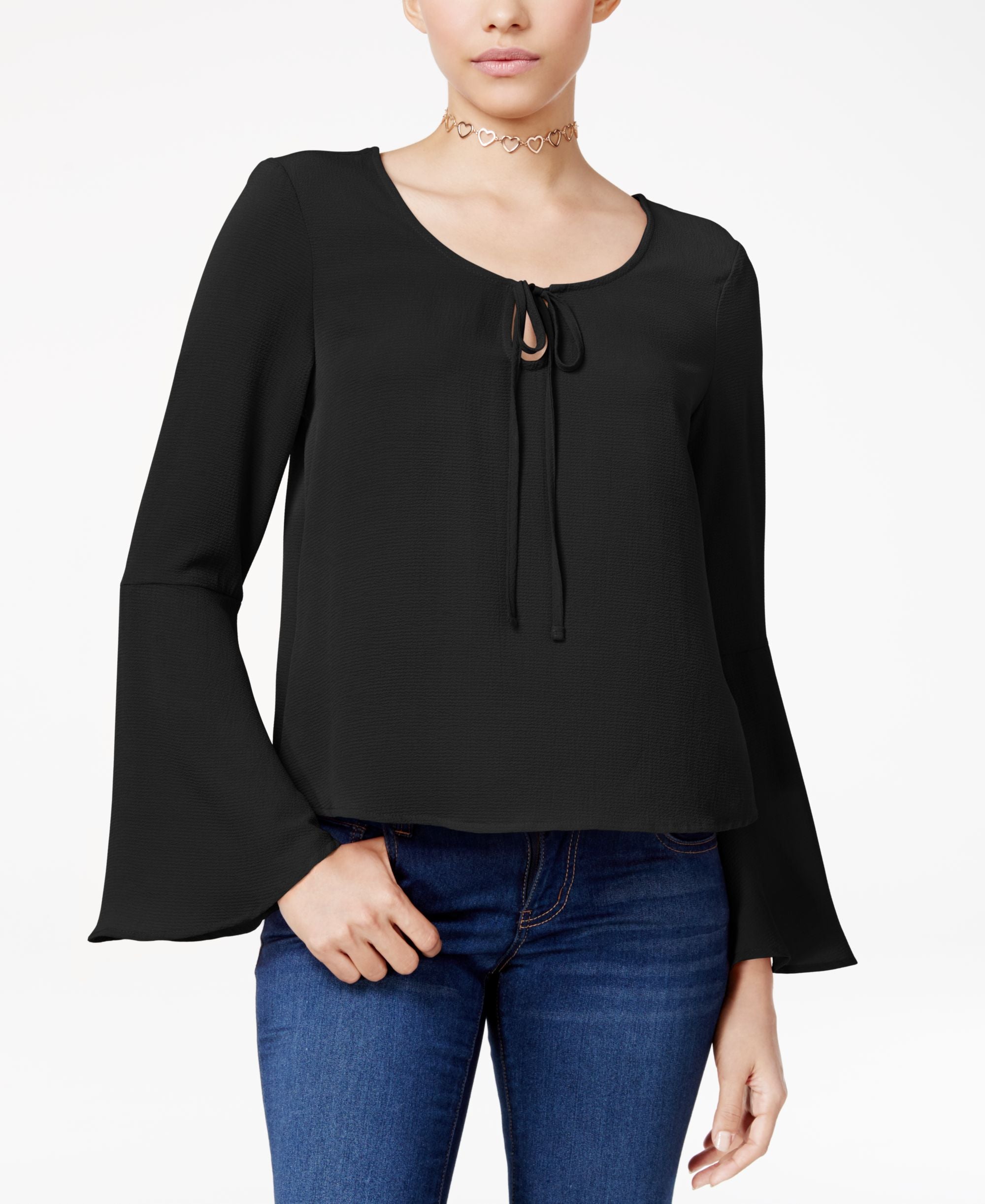 Polly Esther Juniors Bell Sleeve Peasant Premium Top