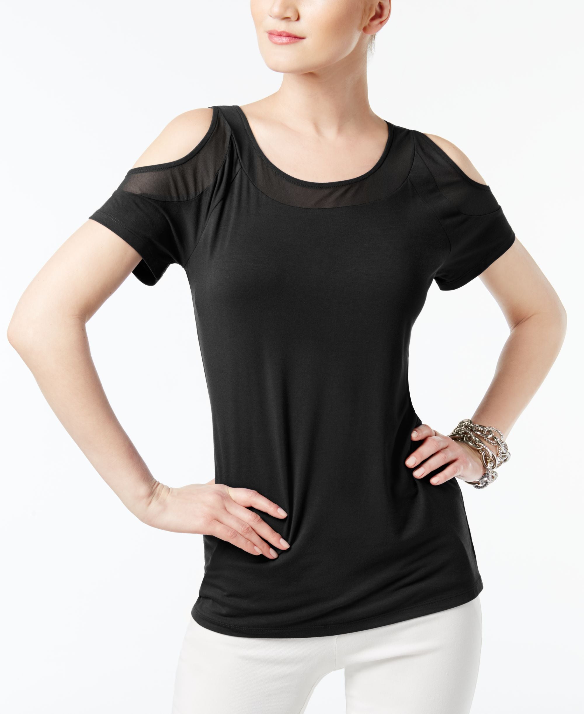INC International Concepts Illusion Cold Shoulder Premium Top