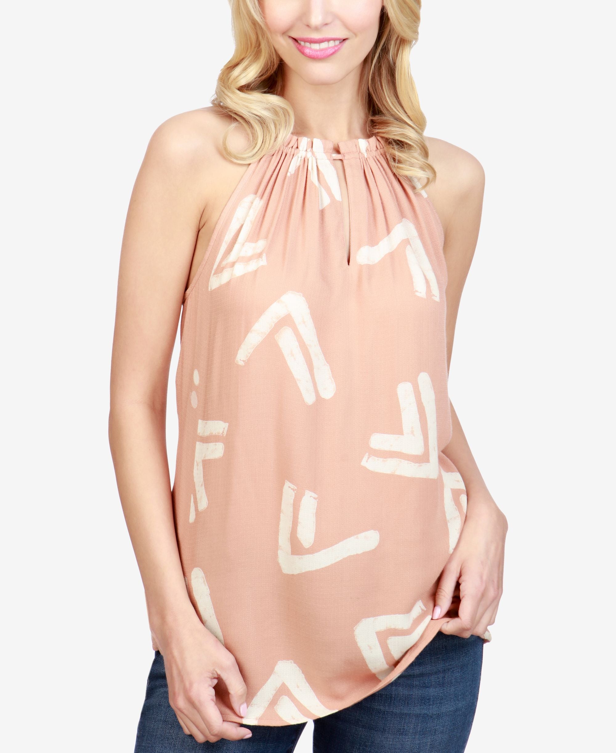 Lucky Brand Printed Keyhole Premium Top