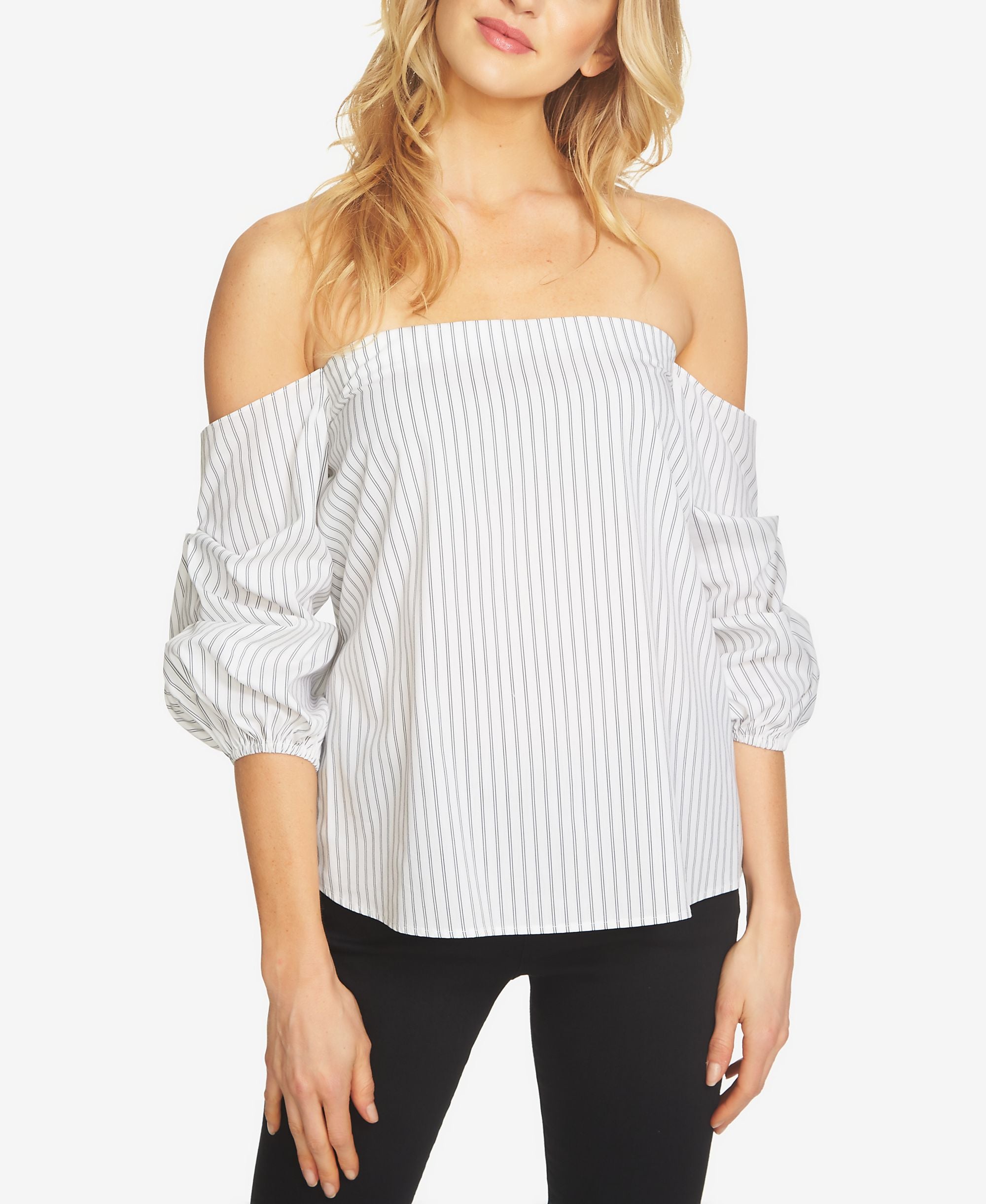 1.State Striped Off The Shoulder Premium Top