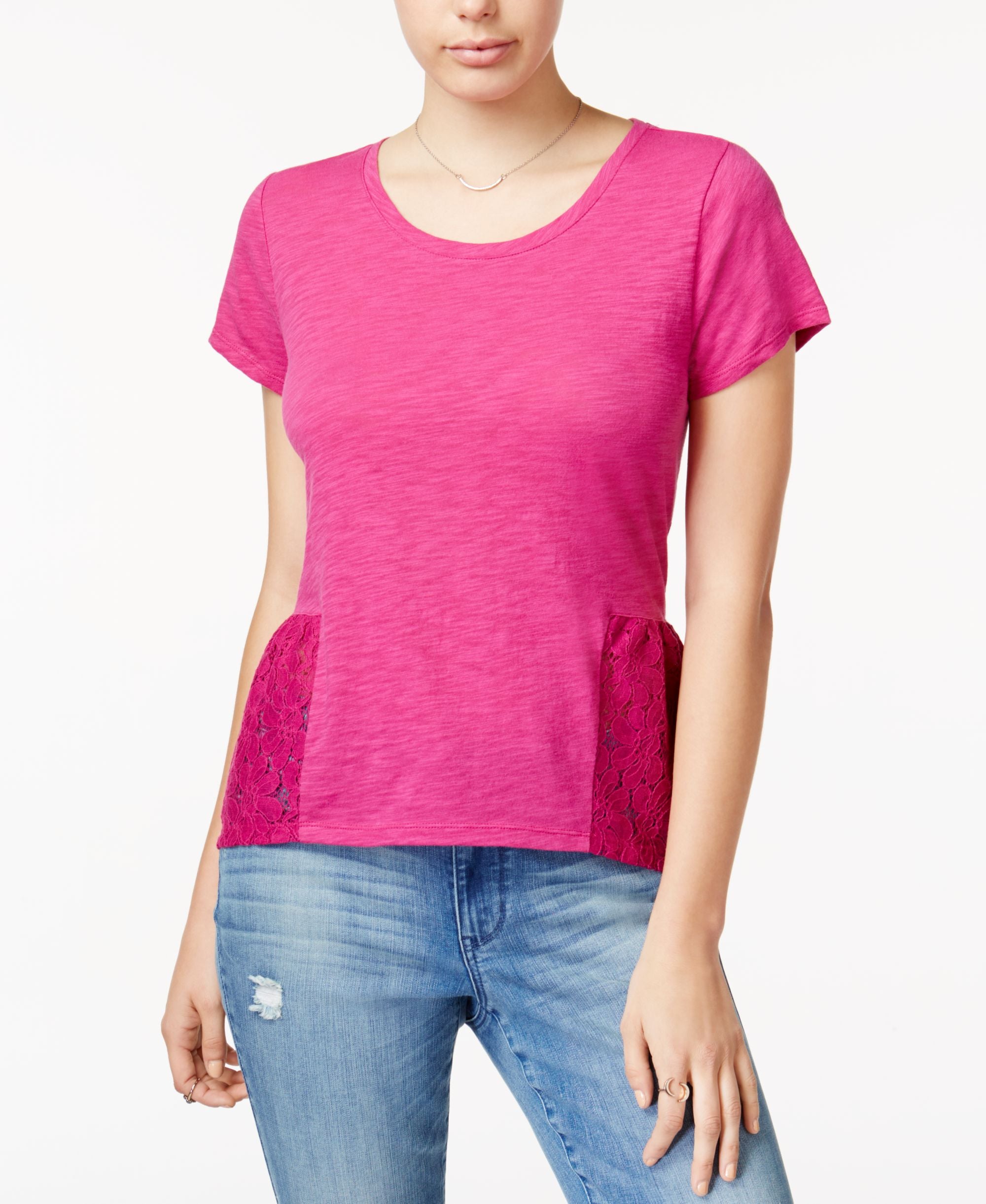 Maison Jules Lace Peplum T-Modern Shirt