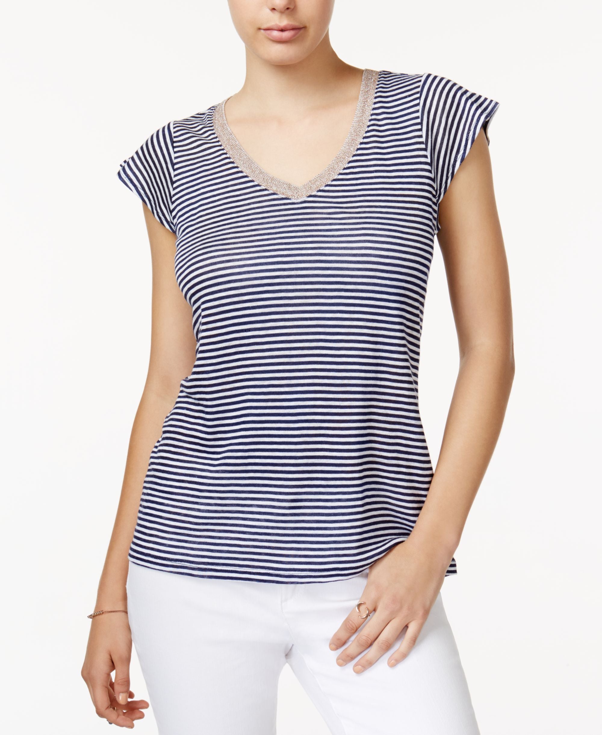 Maison Jules Striped Linen-Blend T-Modern Shirt
