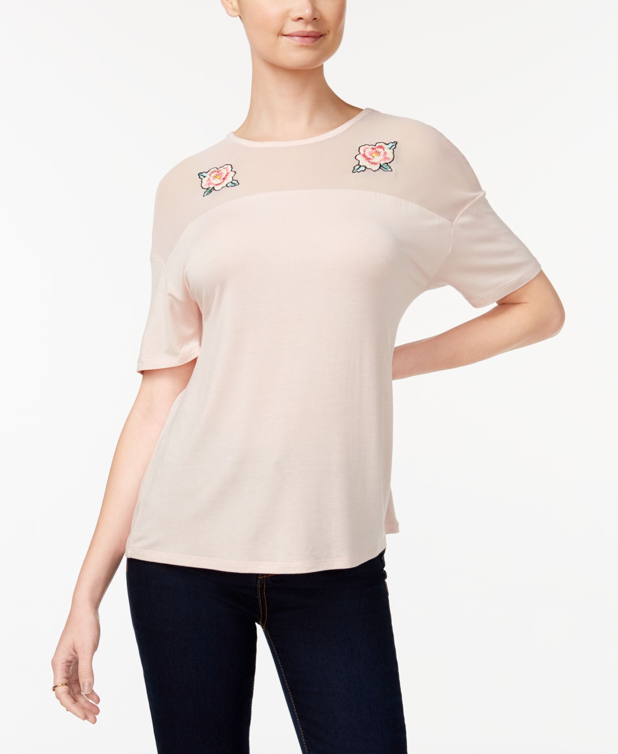 Rebellious One Juniors Mesh Yoke T-Modern Shirt