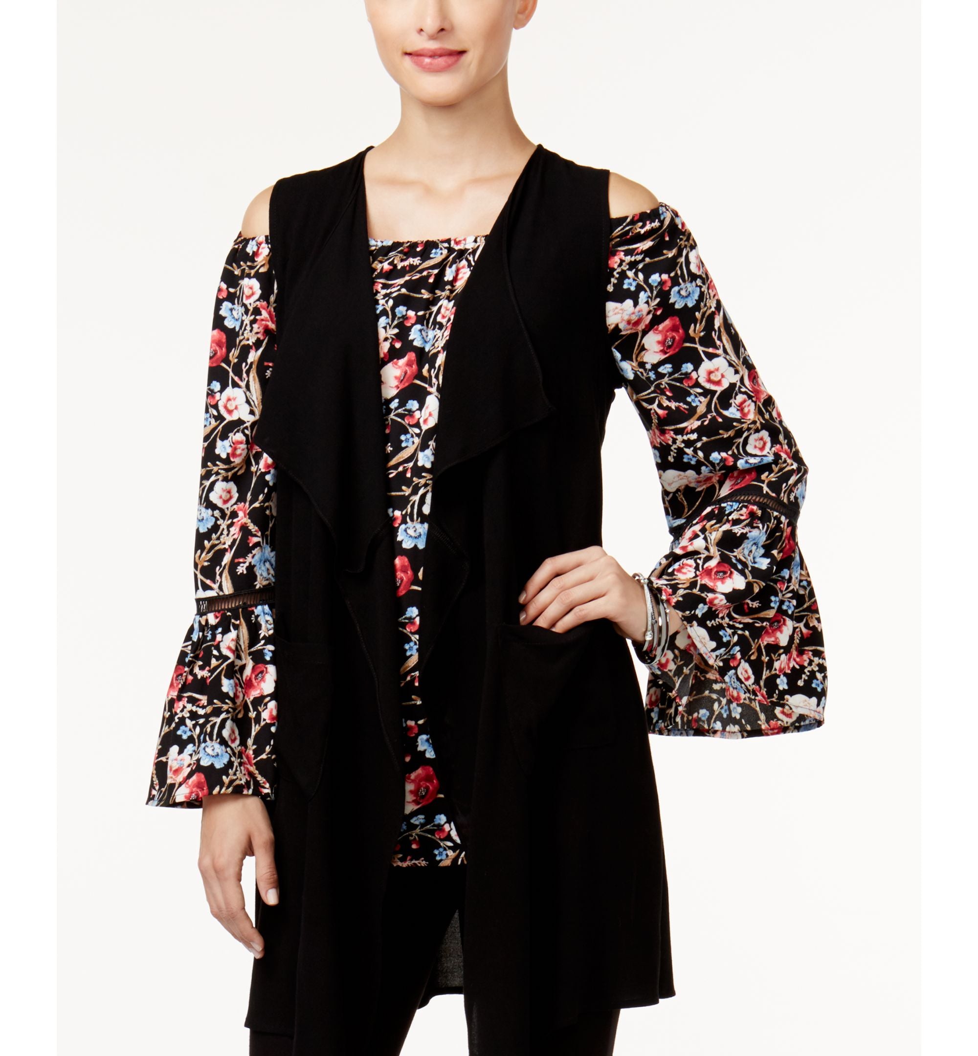 NY Collection Draped Vest