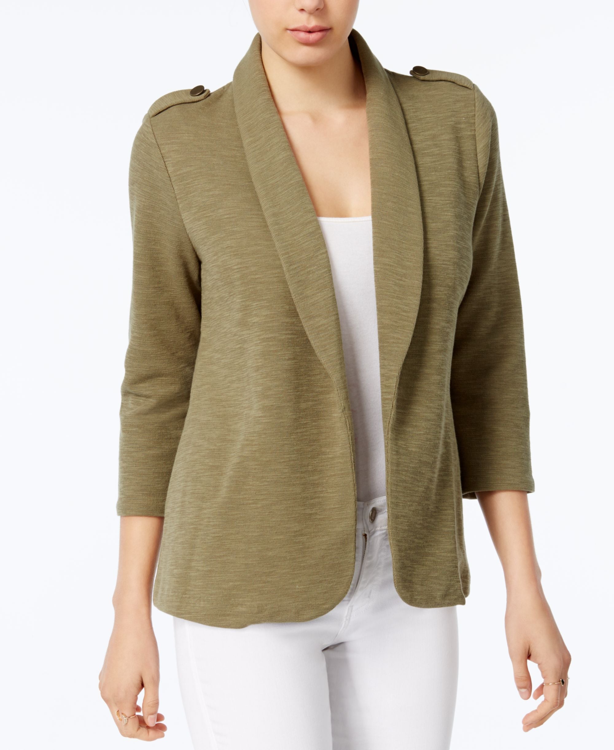 Maison Jules Linen-Blend Knit Military Jacket