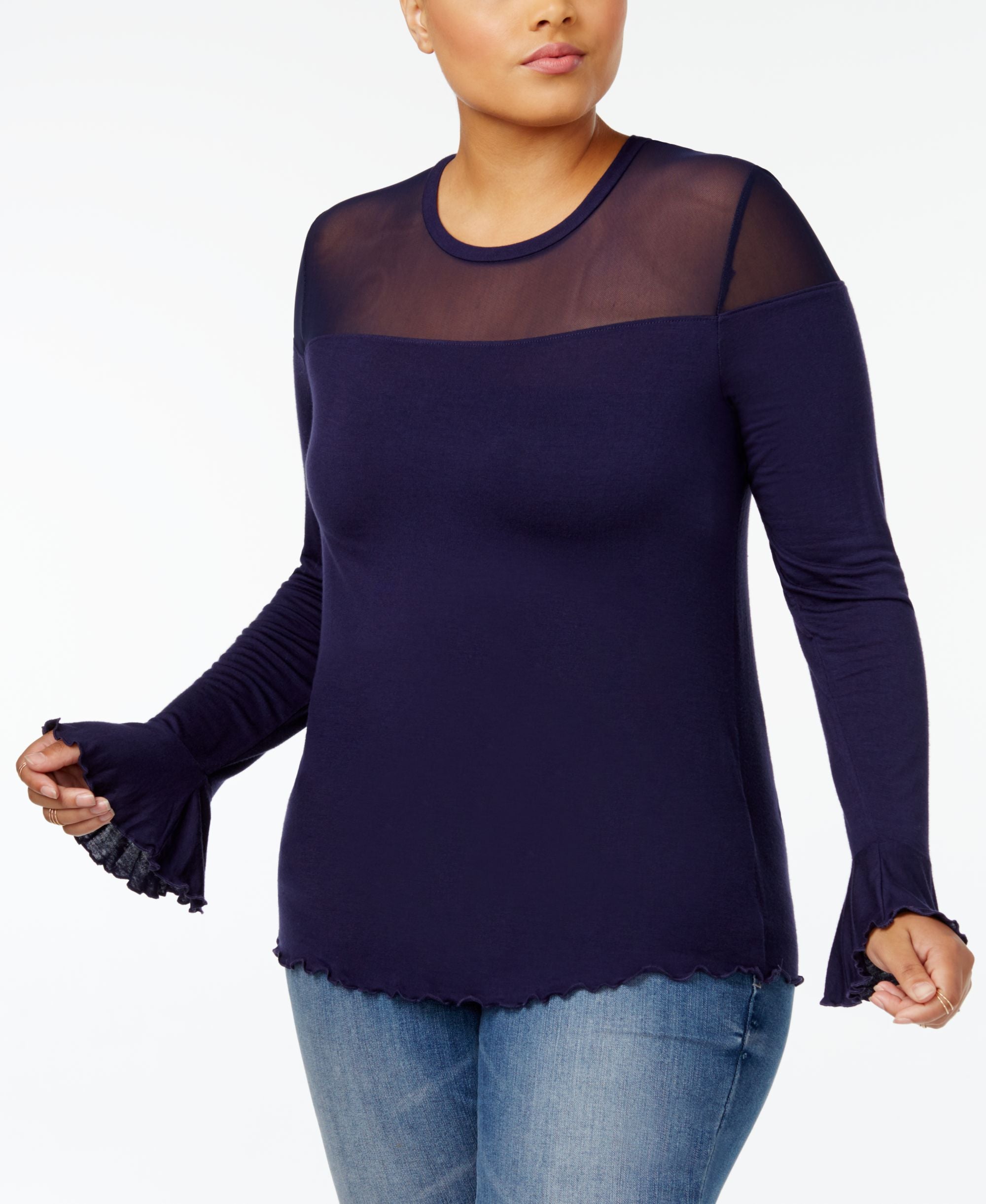 Planet Gold Modern Plus Size Illusion Premium Top