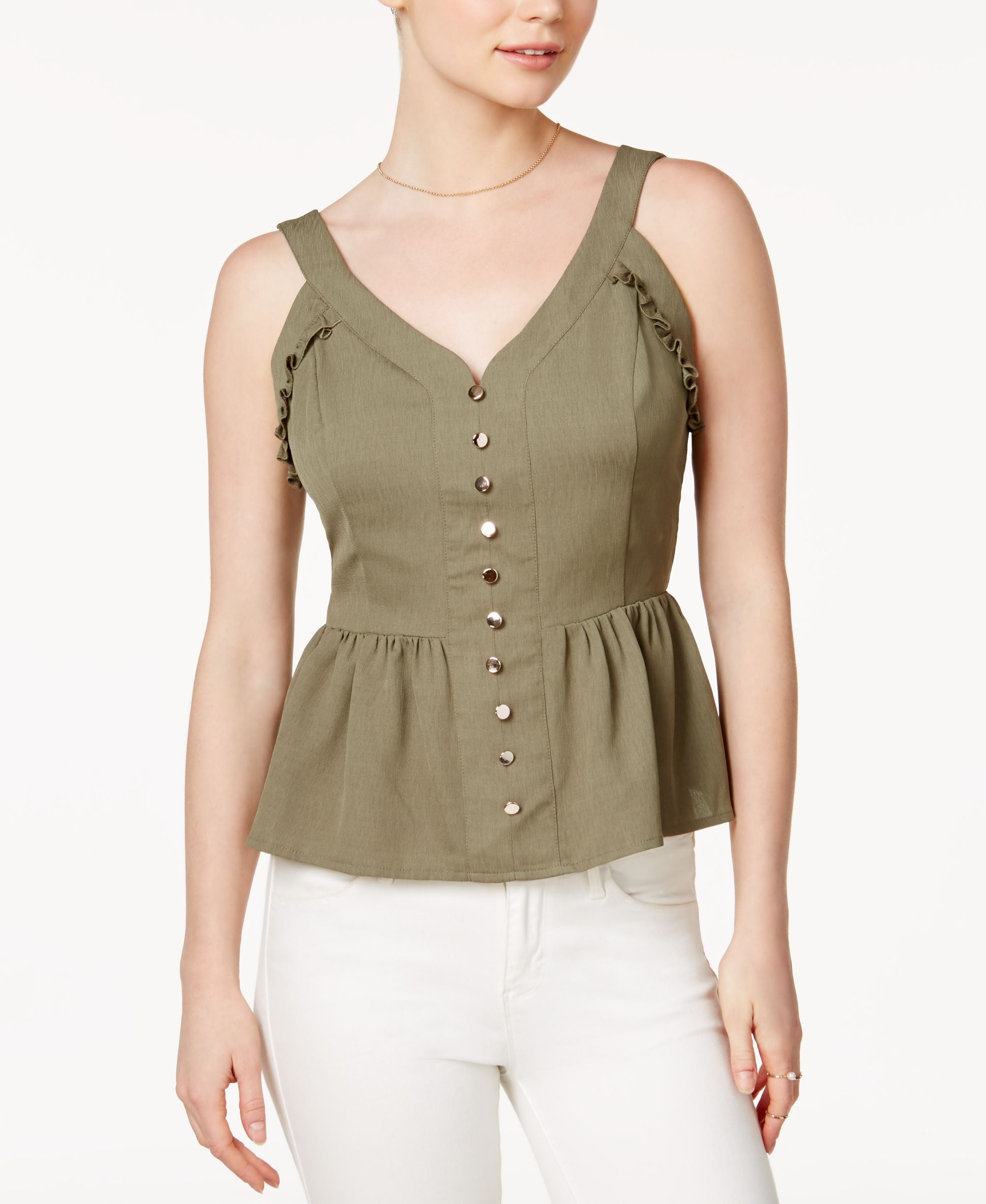 Maison Jules Sweetheart Neck Peplum Premium Top