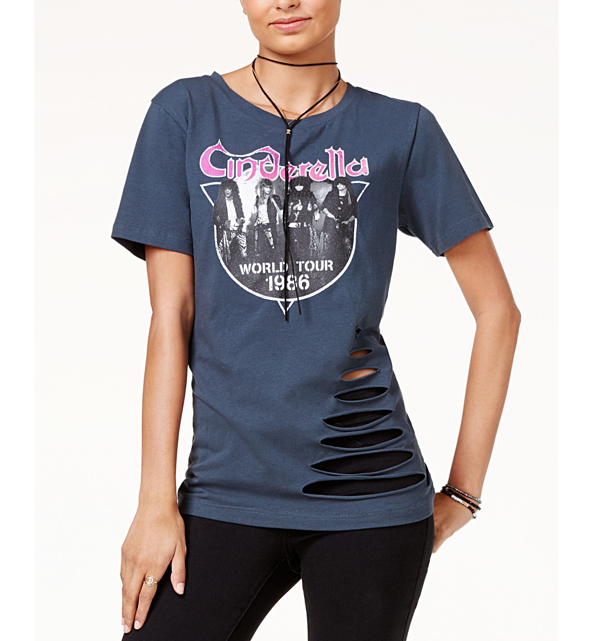 Bioworld Juniors' Cinderella Ripped Graphic T-Modern Shirt