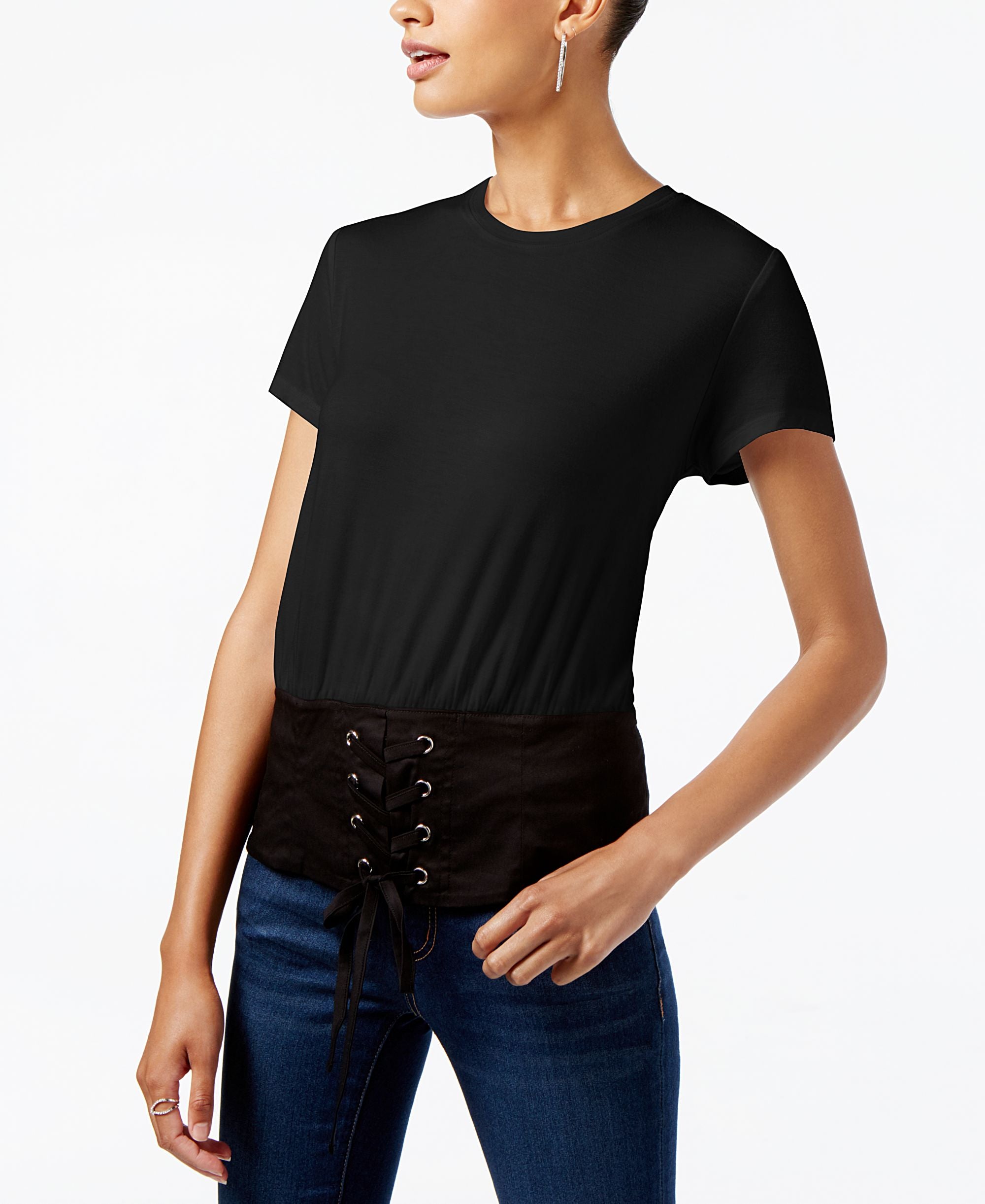 INC International Concepts Colorblocked Corset T-Modern Shirt