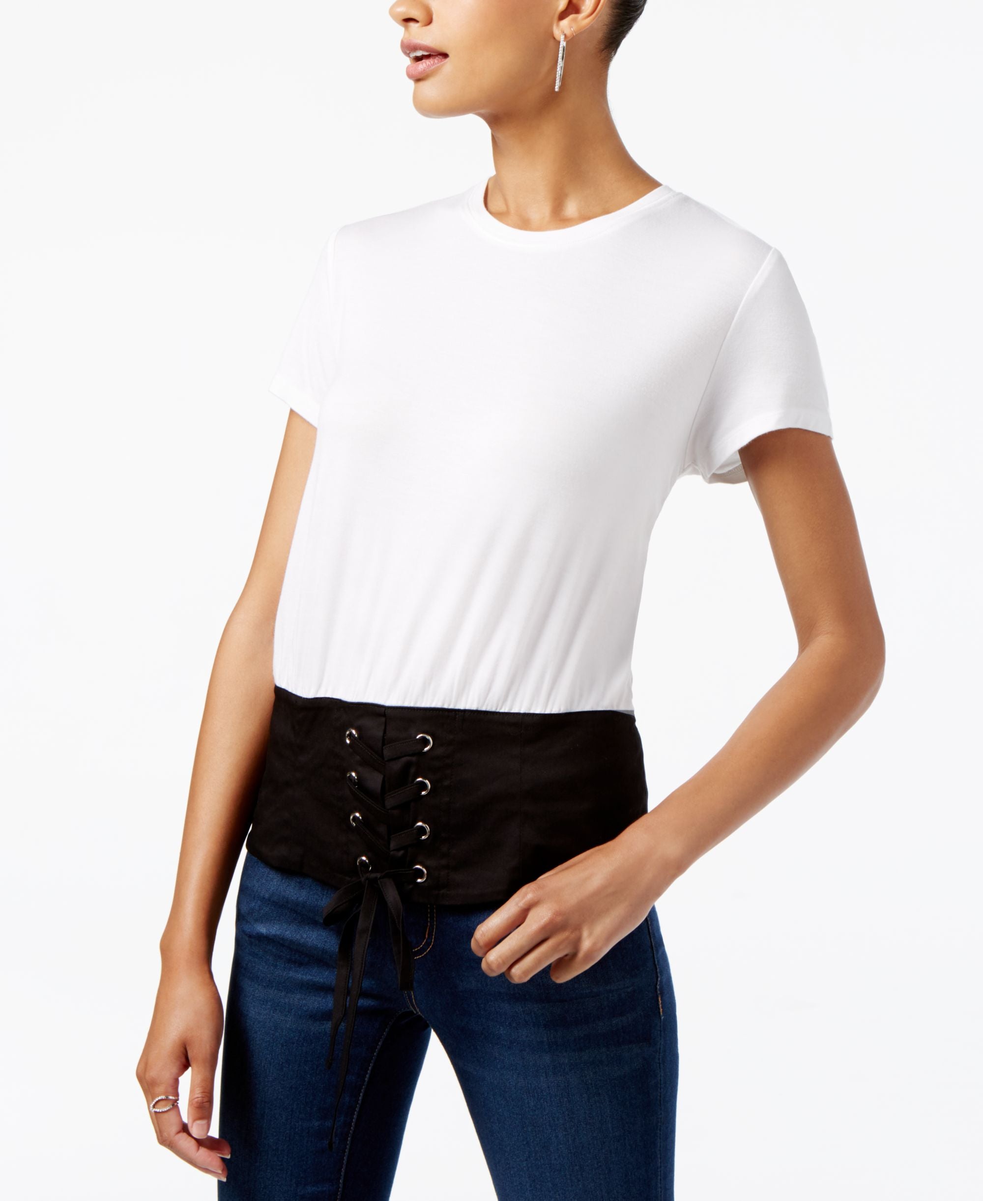 INC International Concepts Colorblocked Corset T-Modern Shirt