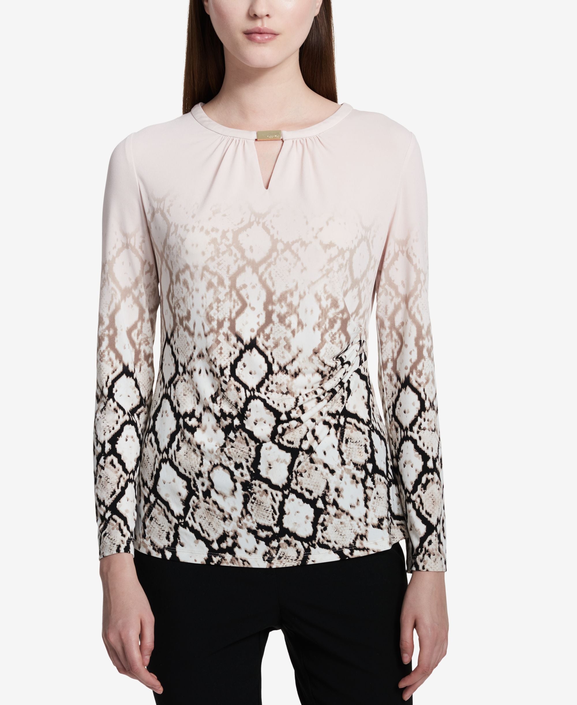 Calvin Klein Printed Keyhole Premium Top