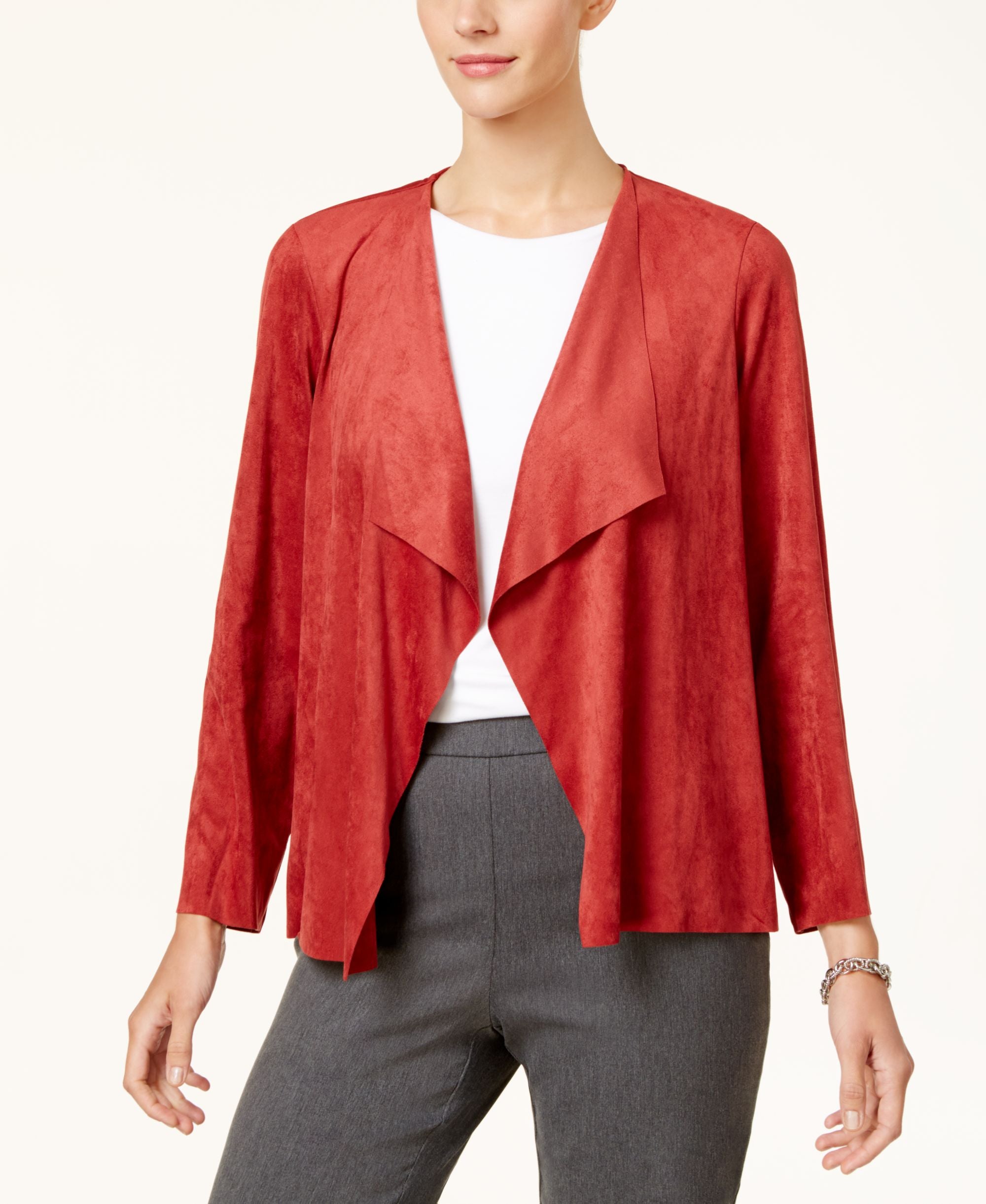 Alfred Dunner Gypsy Moon Faux Suede Draped Jacket