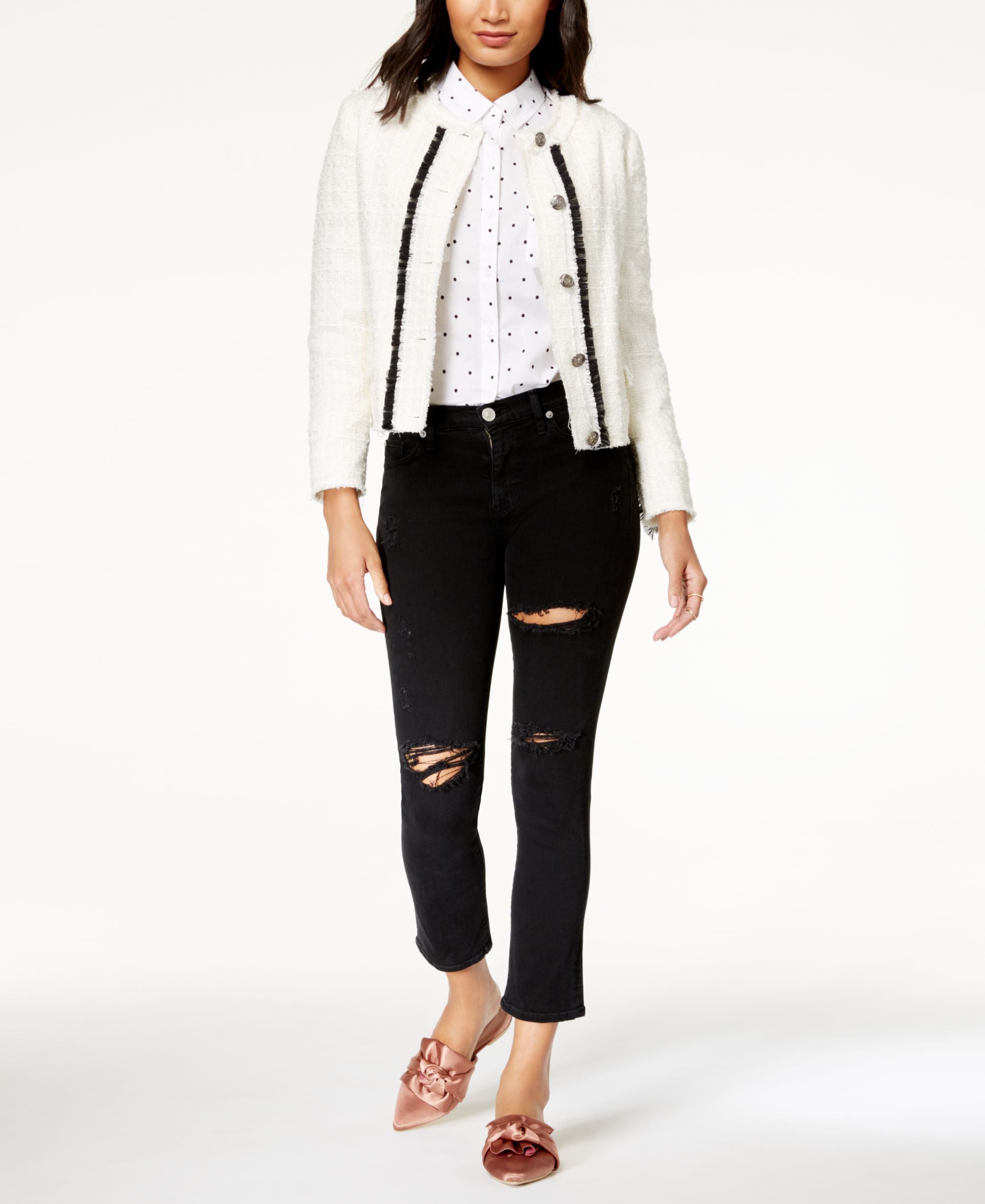 Hudson Premium Jeans Zoeey Ripped Straight-Cut Premium Jeans