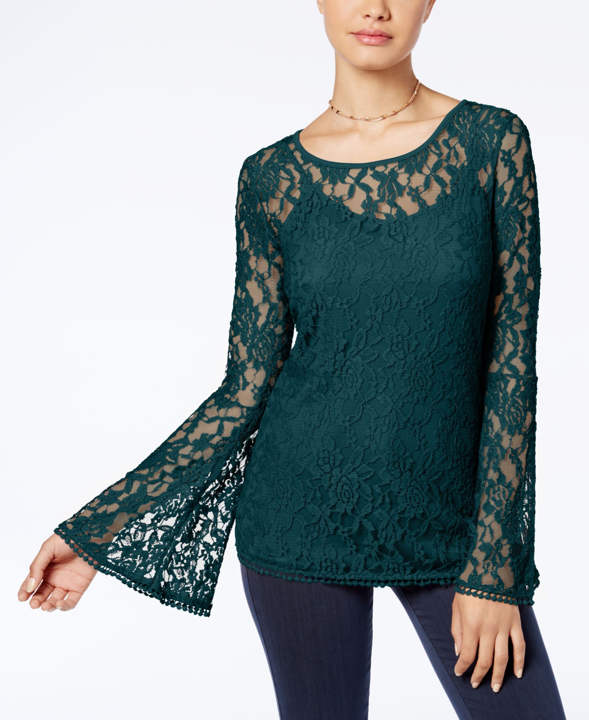Ultra Flirt Juniors Lace Bell Sleeve Premium Top
