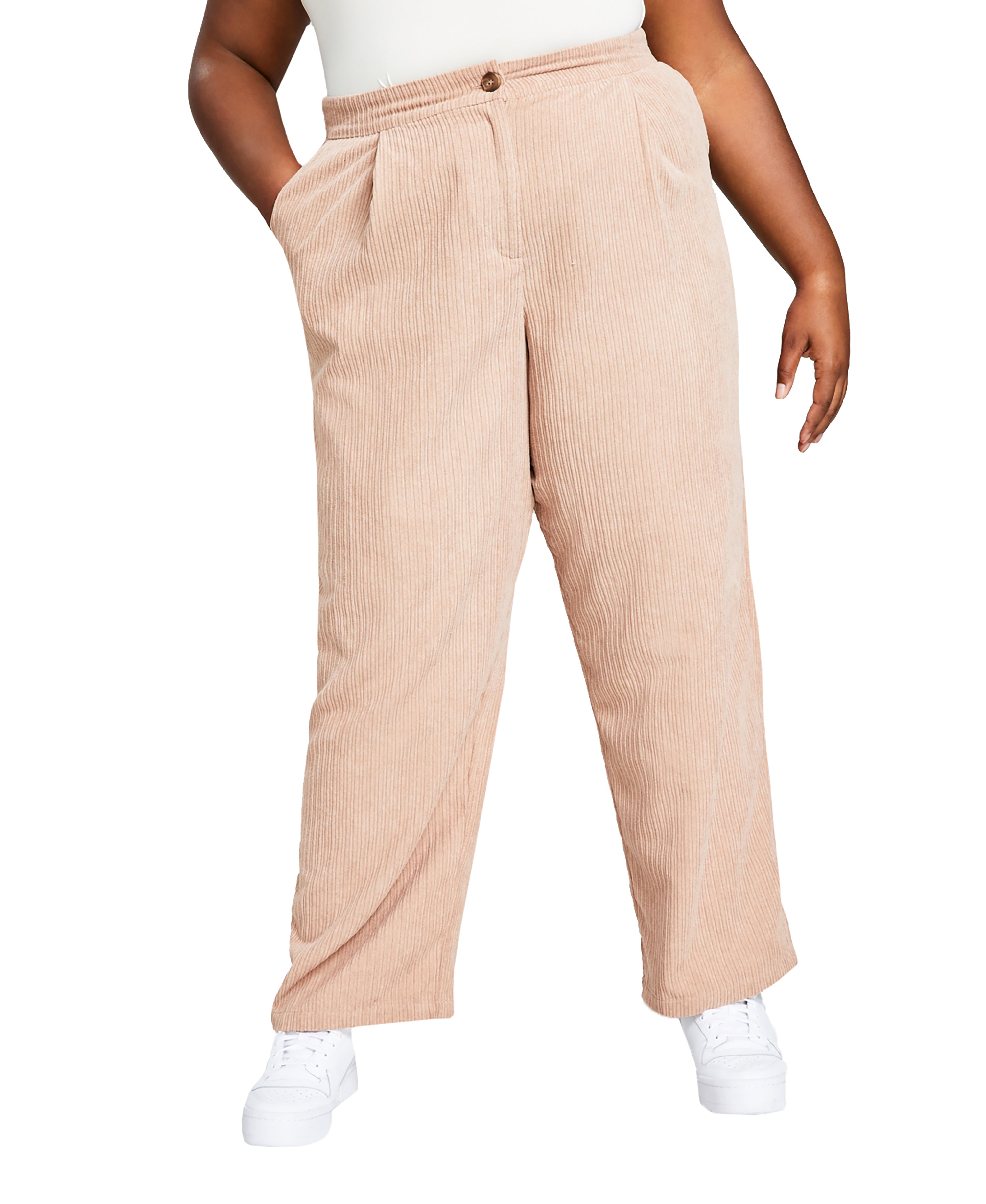 Modern Plus Size Pleated-Waist Corduroy Signature Pants
