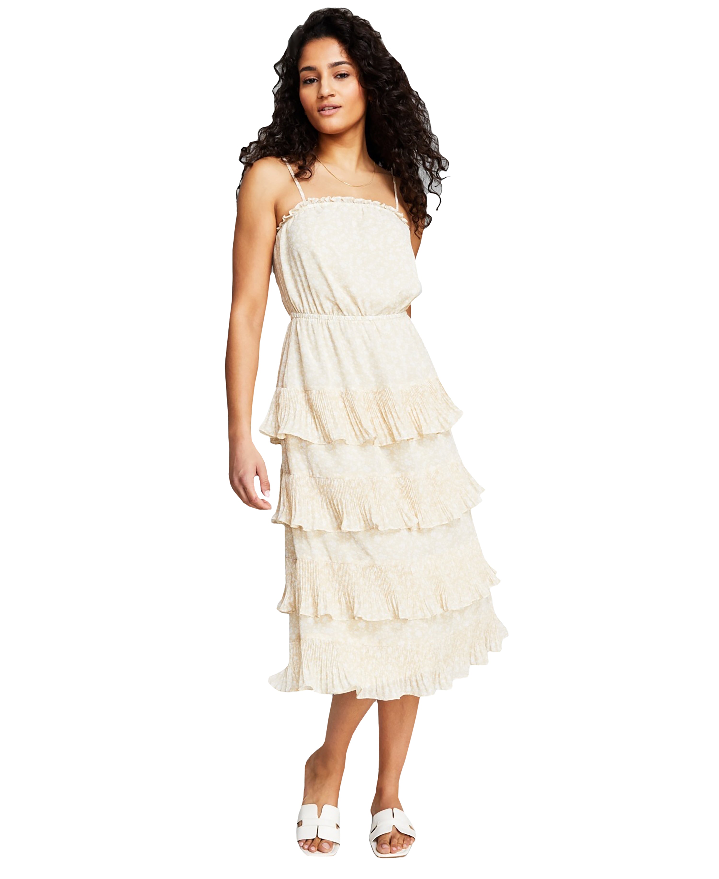 Women's Tiered Flounce Sleeveless Midi Dress