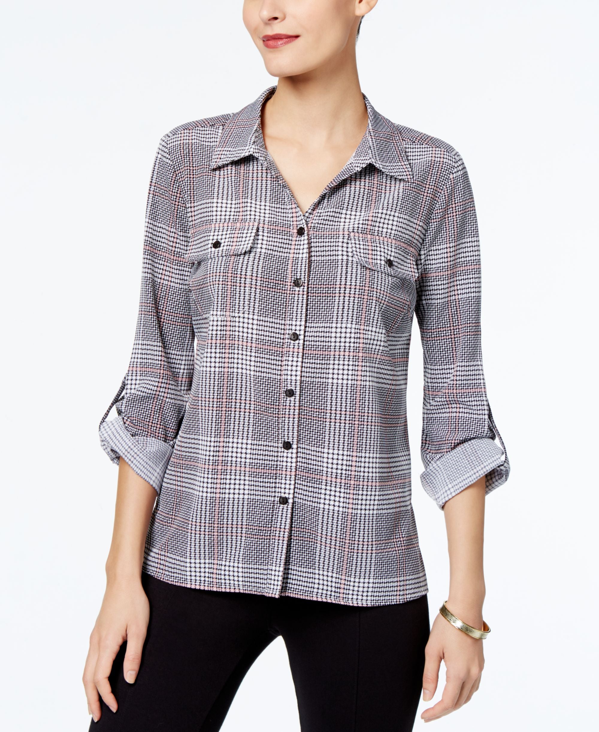 NY Collection Petite Utility Modern Shirt