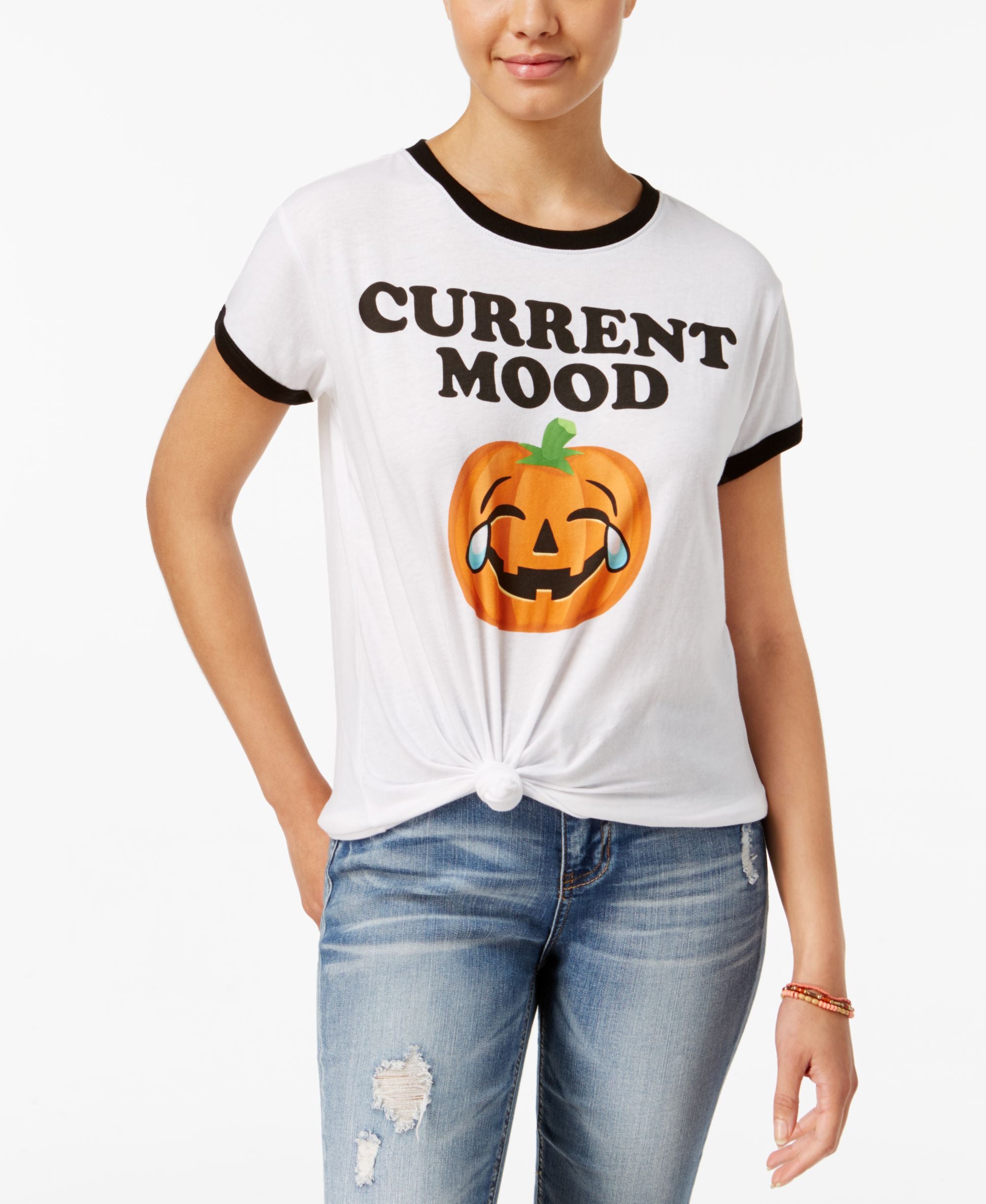 Mighty Fine Juniors Pumpkin Graphic T-Modern Shirt