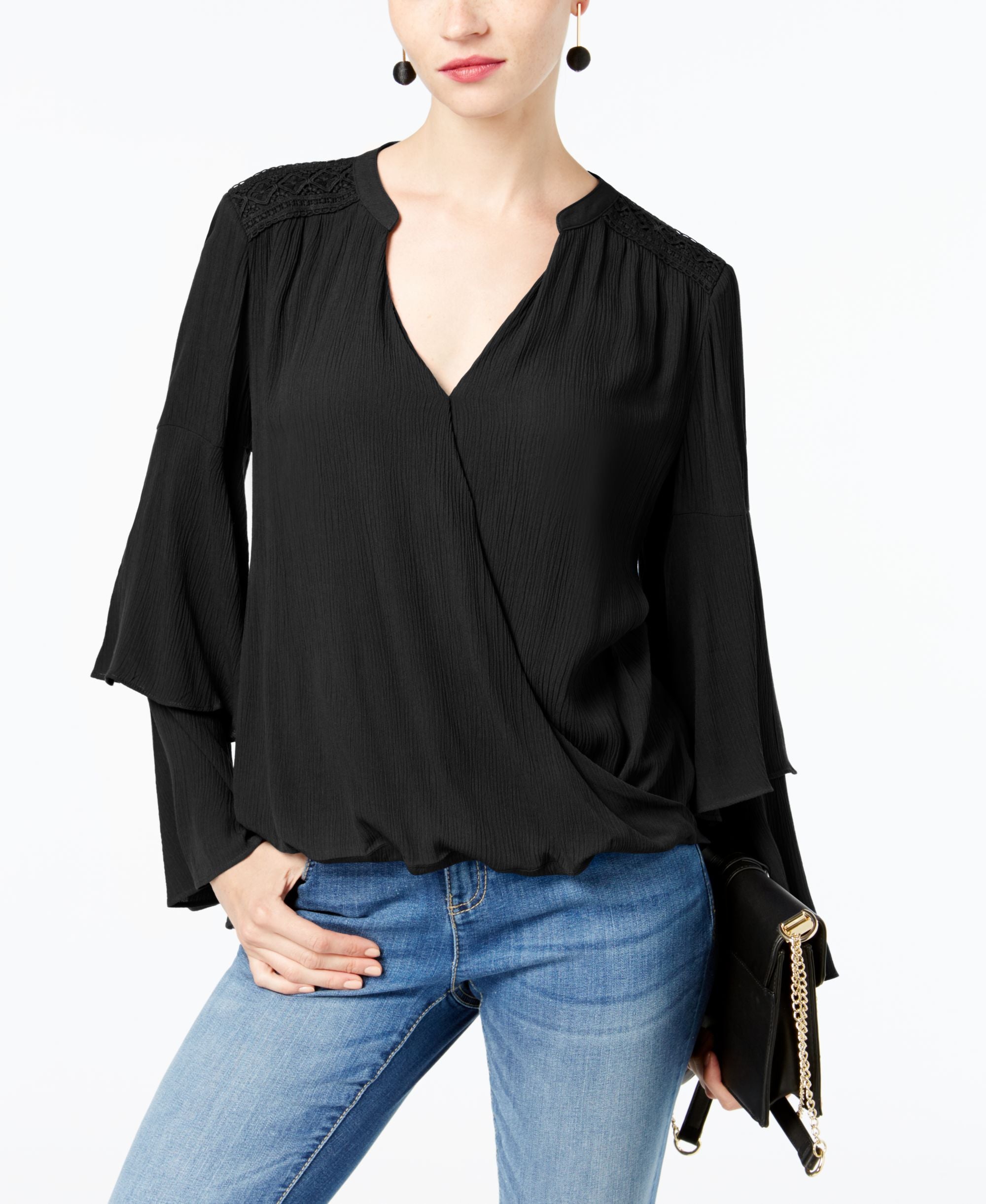 Petite Crepe Surplice Premium Top