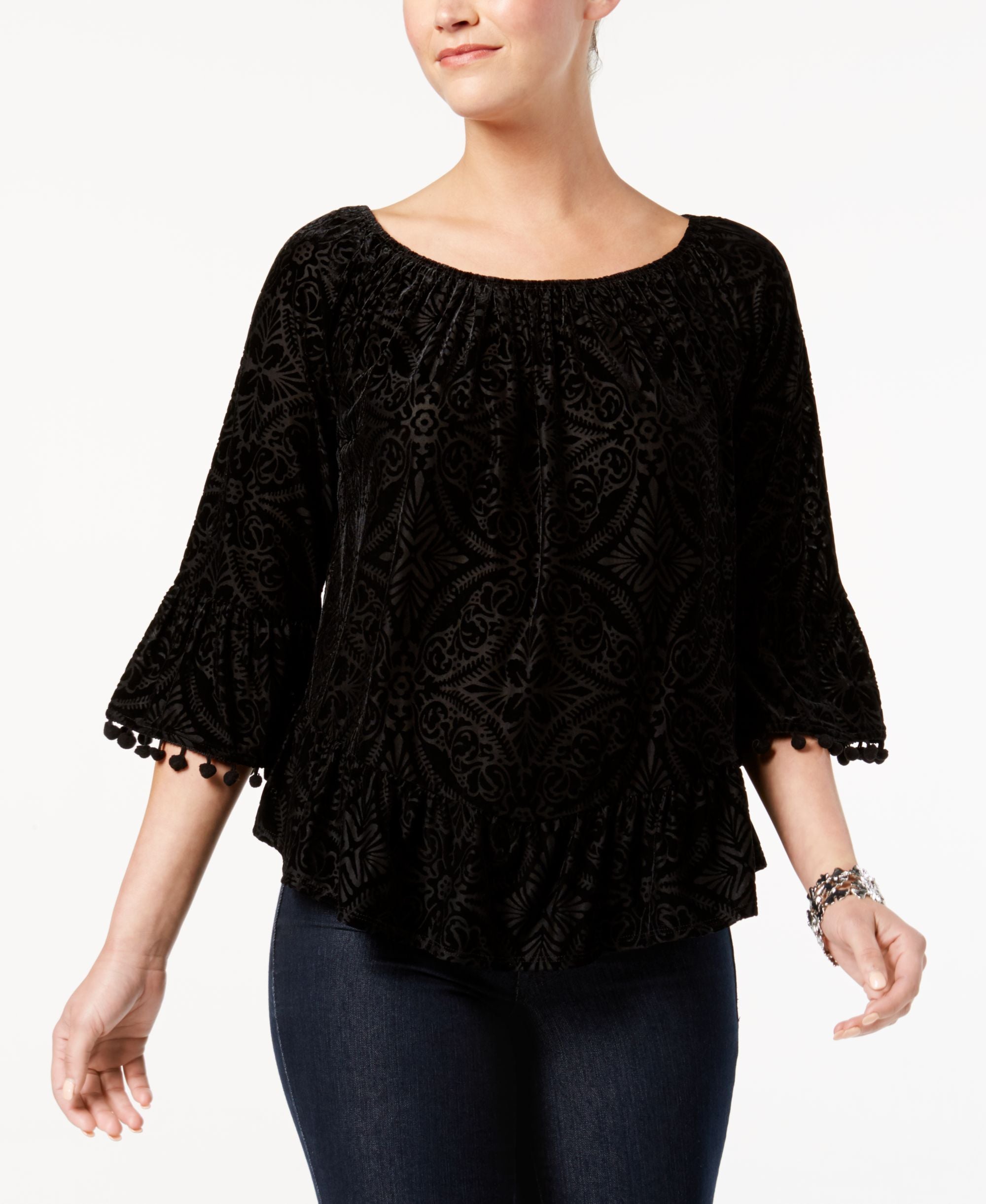 Style & Co Burnout Velvet Premium Top