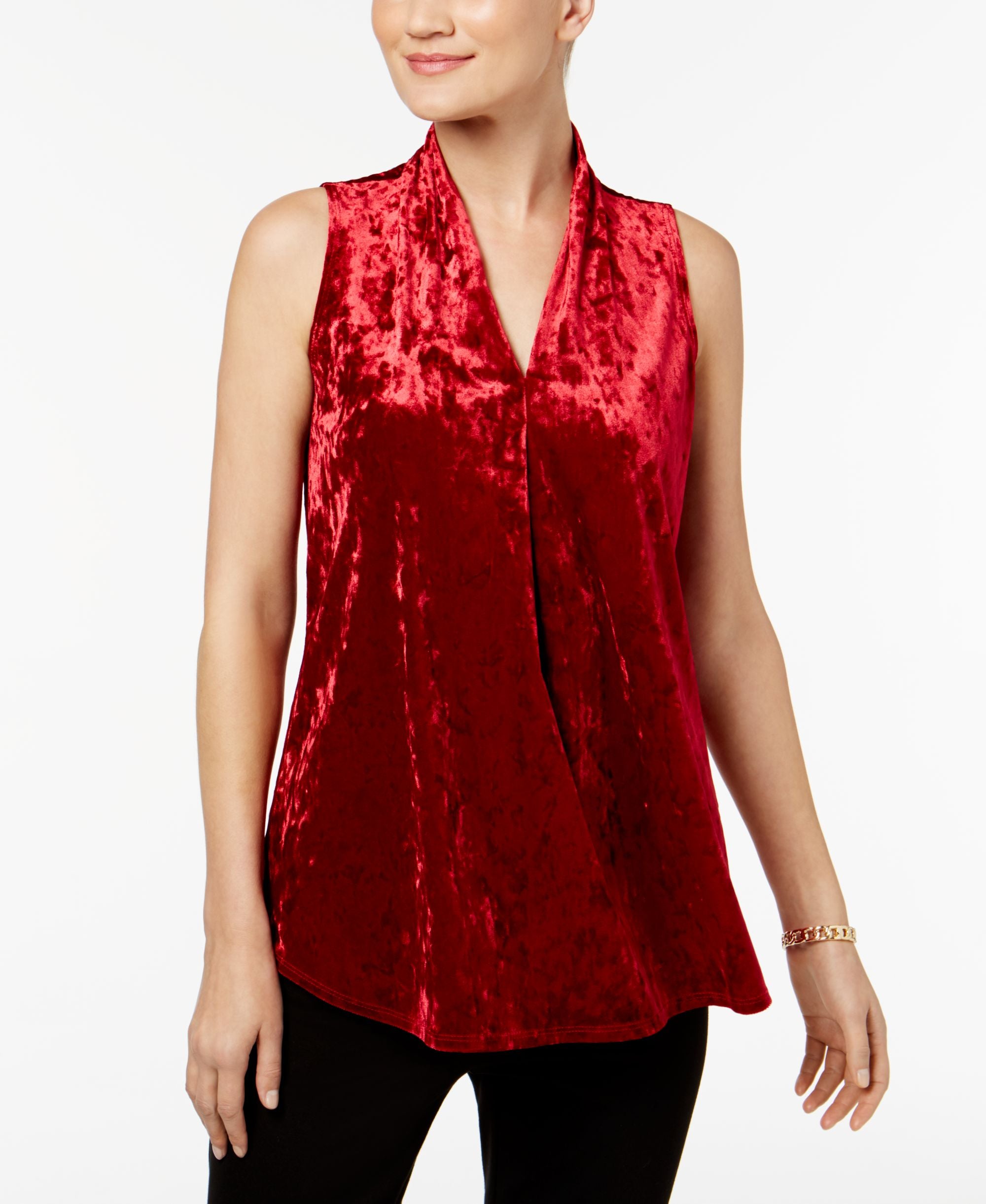NY Collection Velvet Pleated Premium Top