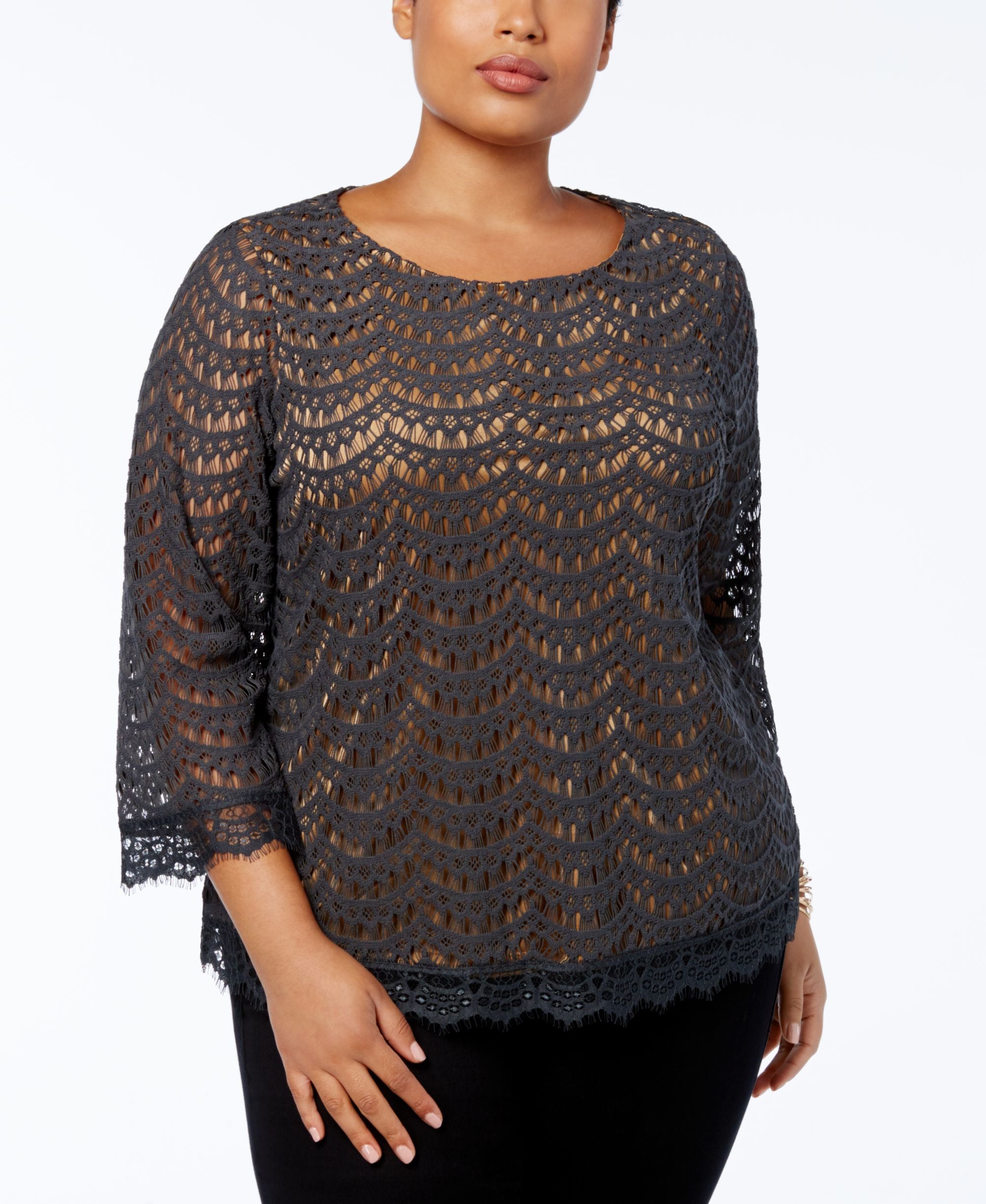 Charter Club Plus Size Lace Premium Top