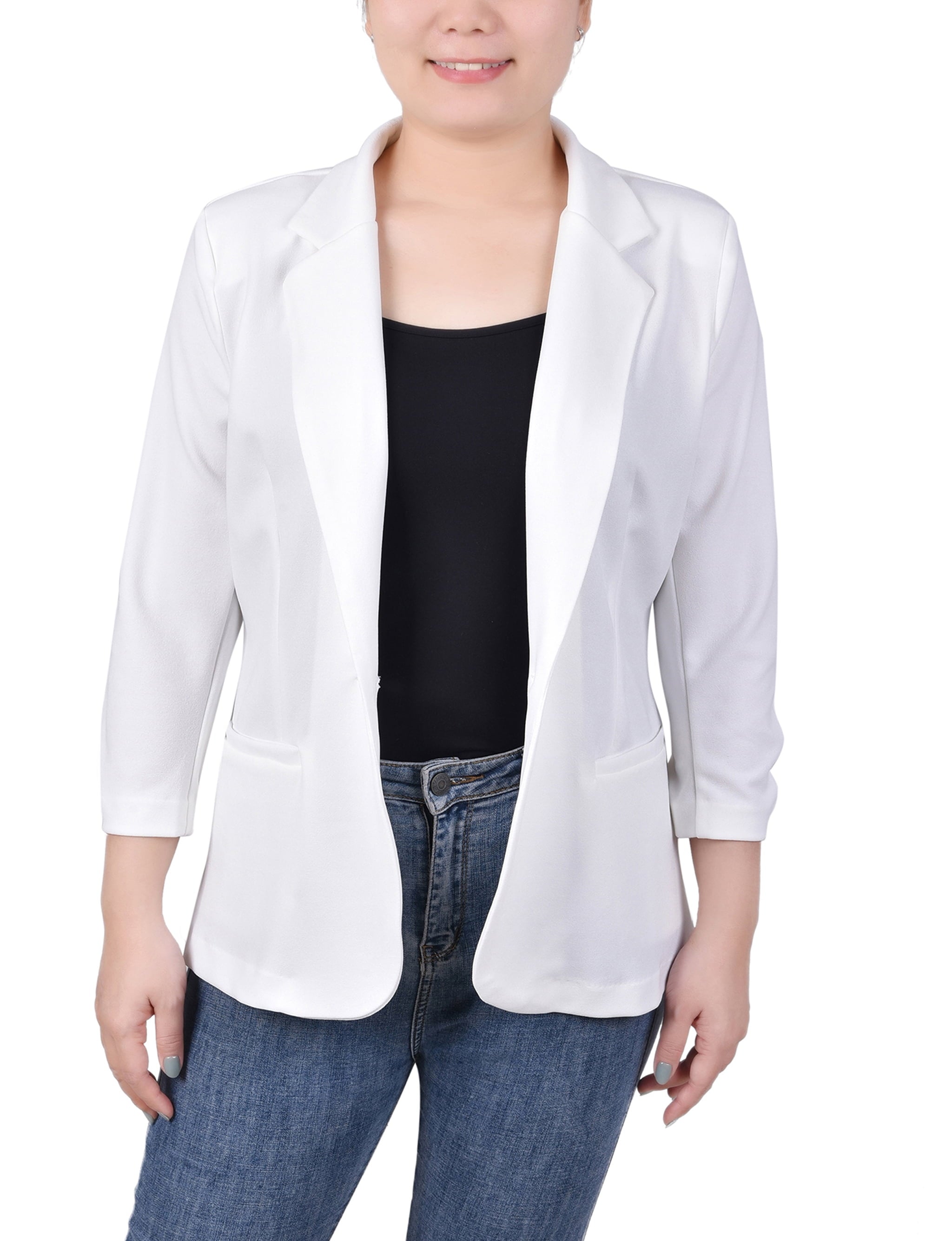Petite 3/4 Sleeve Scuba Crepe Blazer