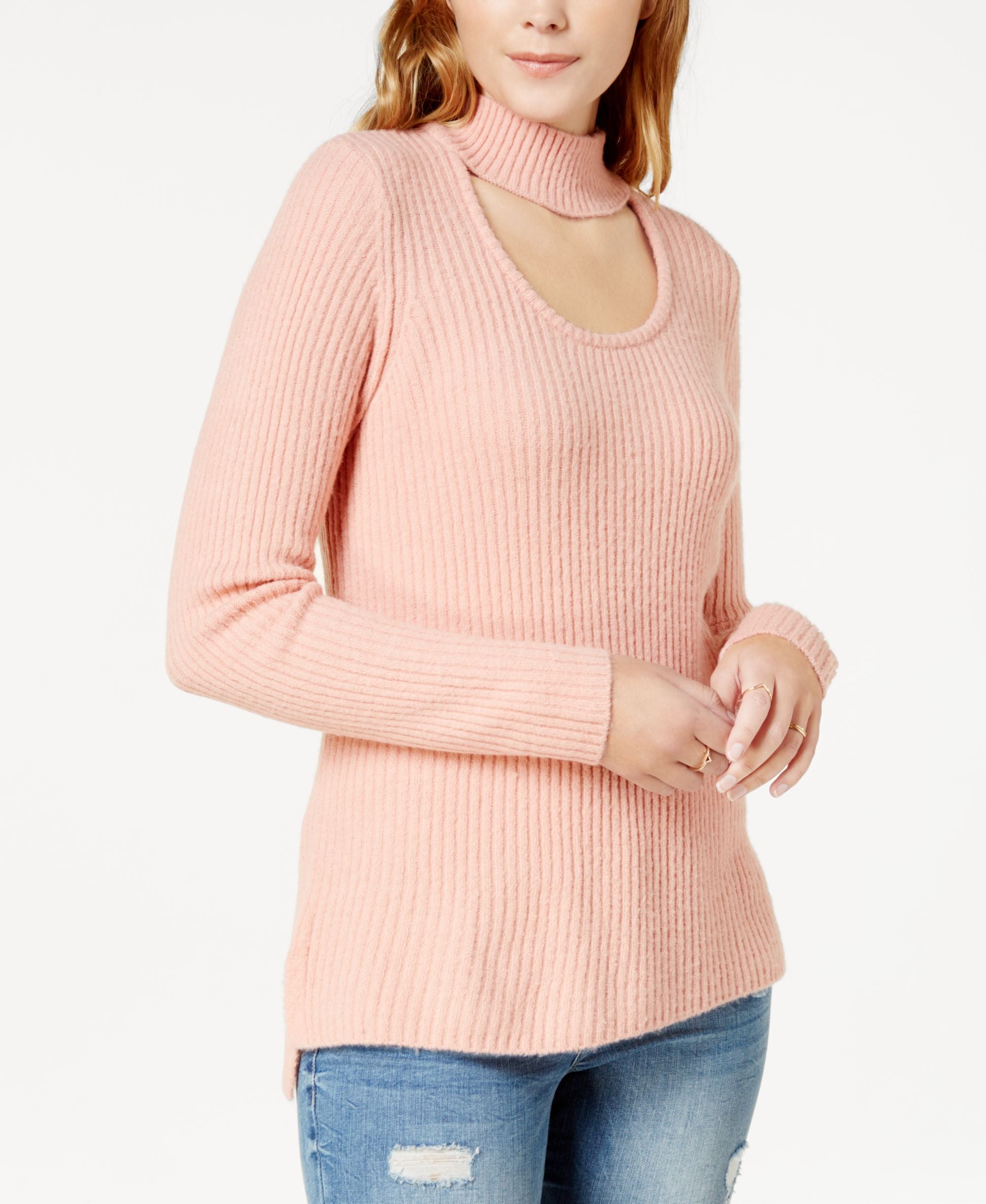 Kensie Ribbed Knit Choker Sweater
