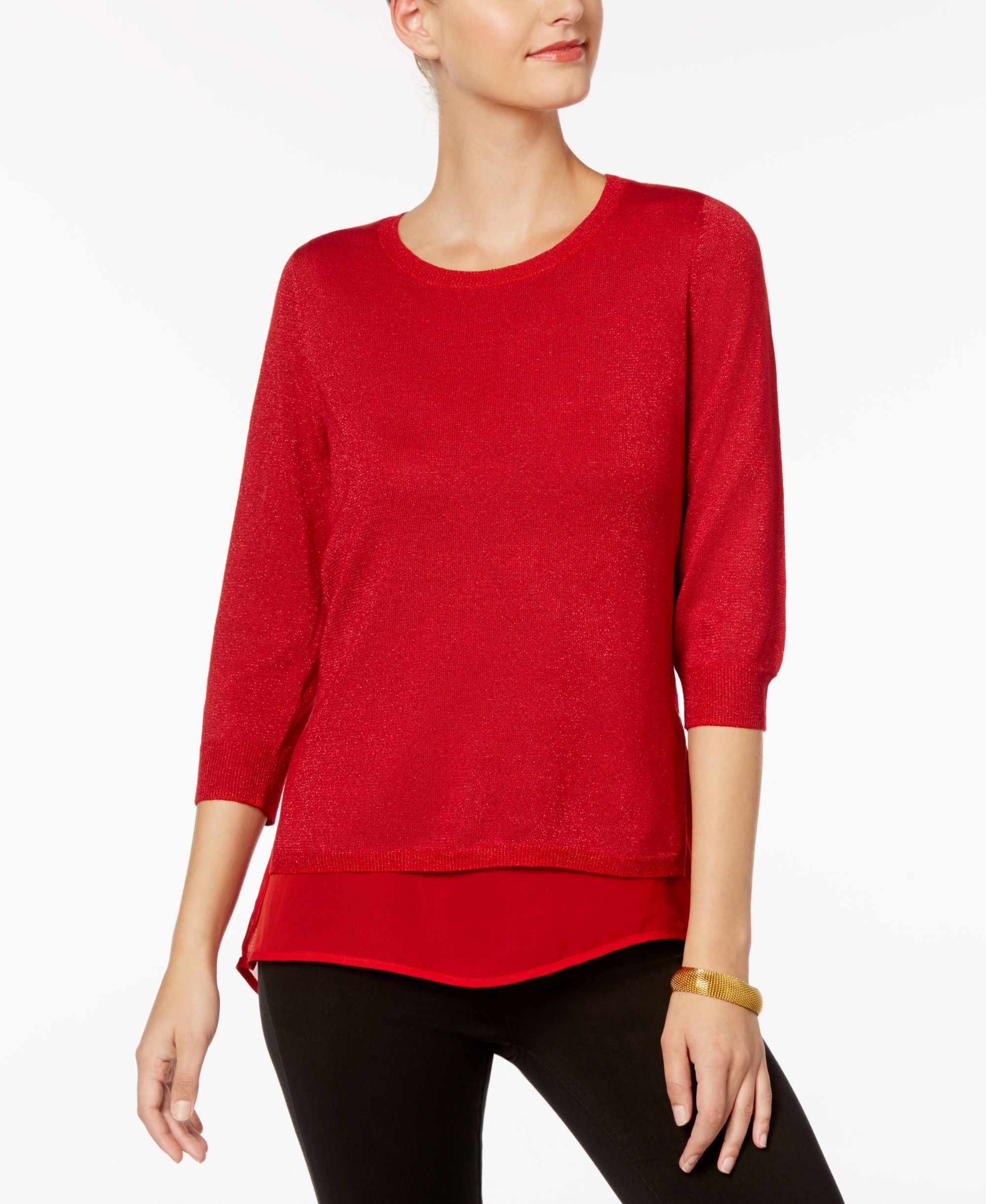 NY Collection Layered Look Sweater