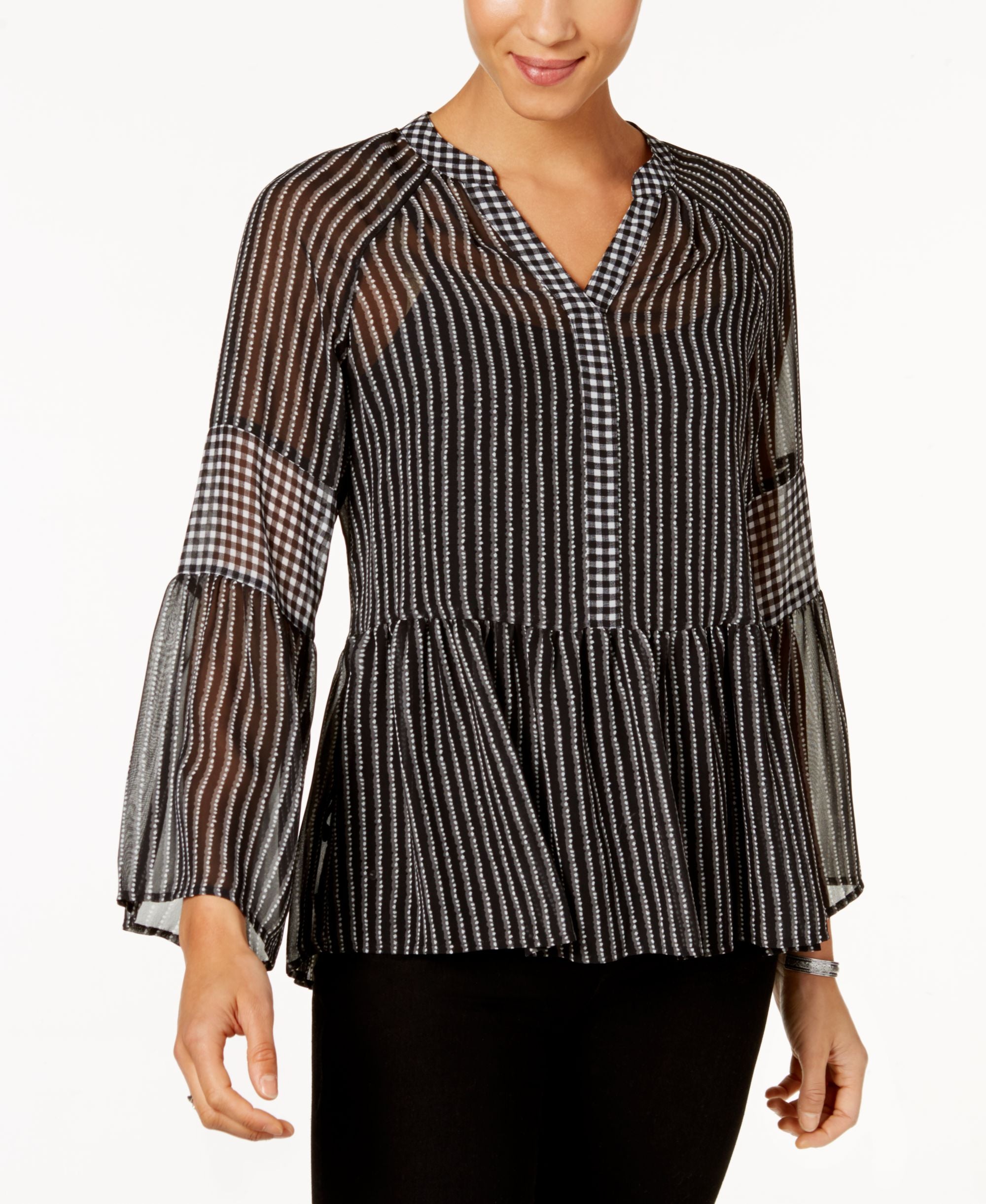 Style & Co Sheer High Low Premium Top