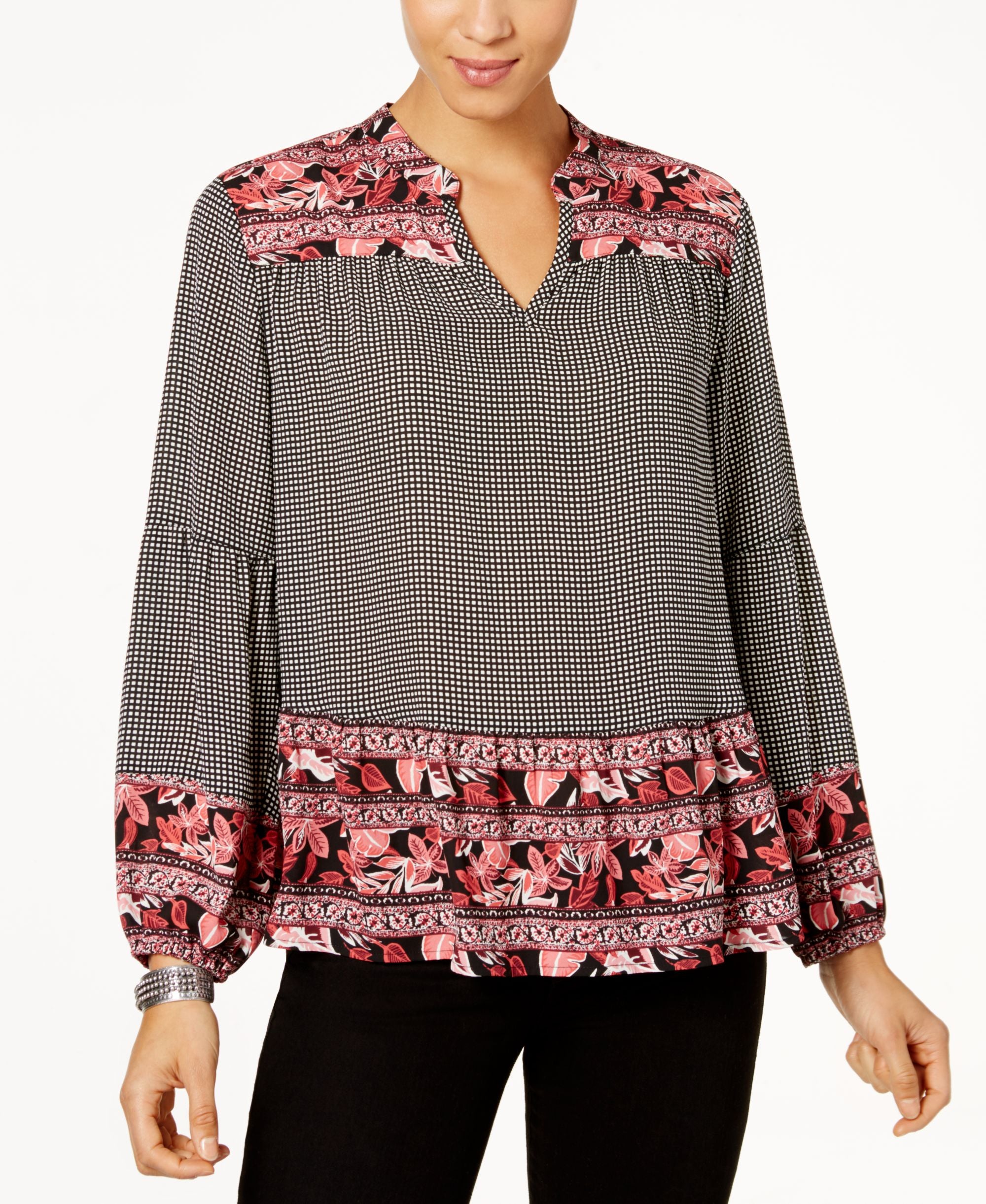 Style & Co Mixed Print Premium Top
