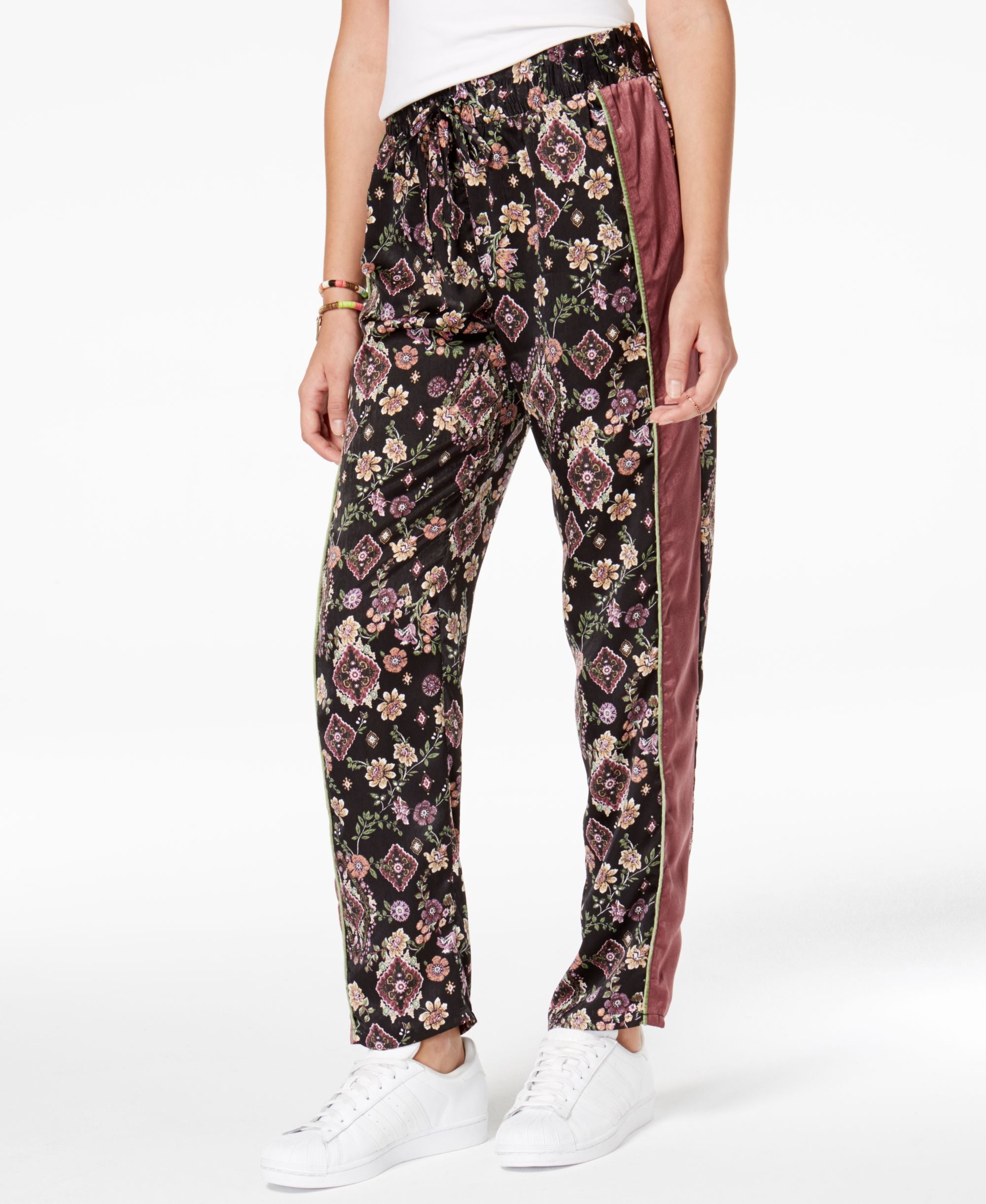 Juniors' Printed Drawstring Signature Pants