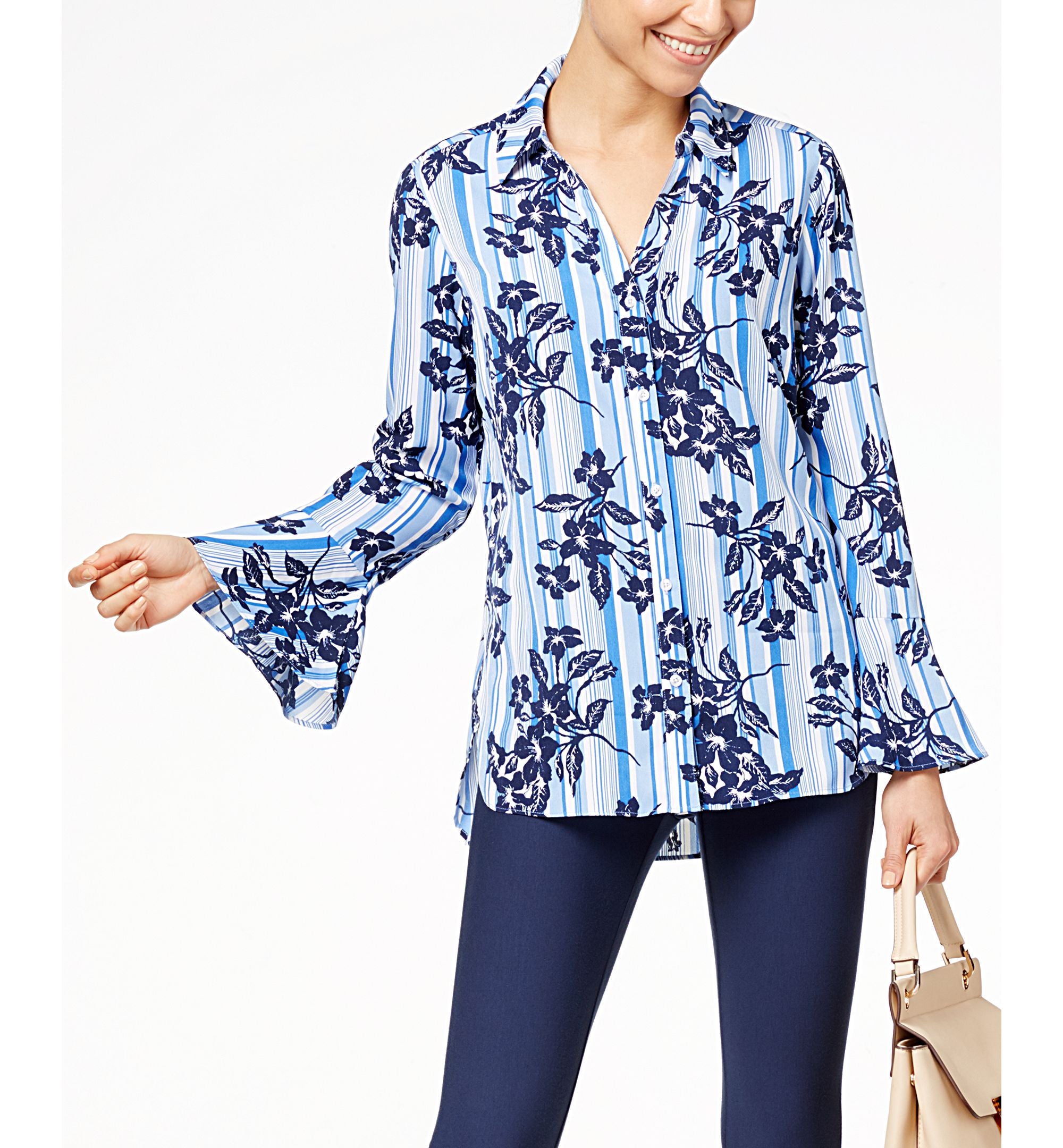 NY Collection Bell Sleeve Signature Blouse