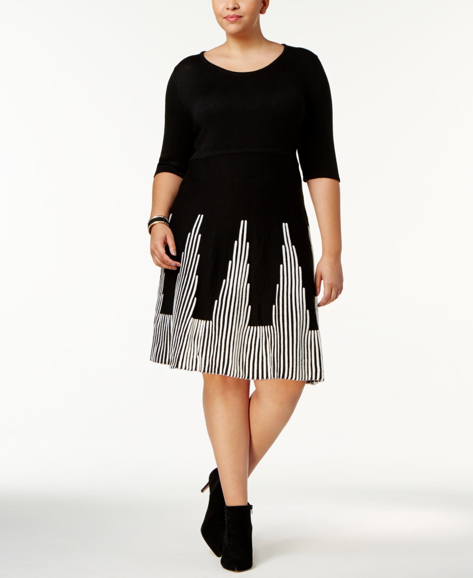 NY Collection Plus Size Fit Flare Sweater Dress