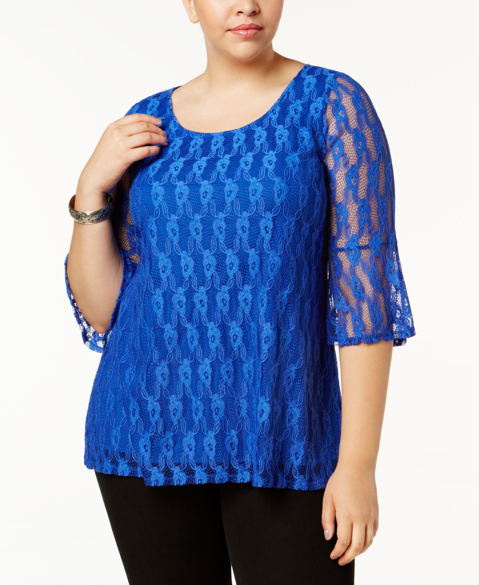 NY Collection Plus Size Lace Premium Top