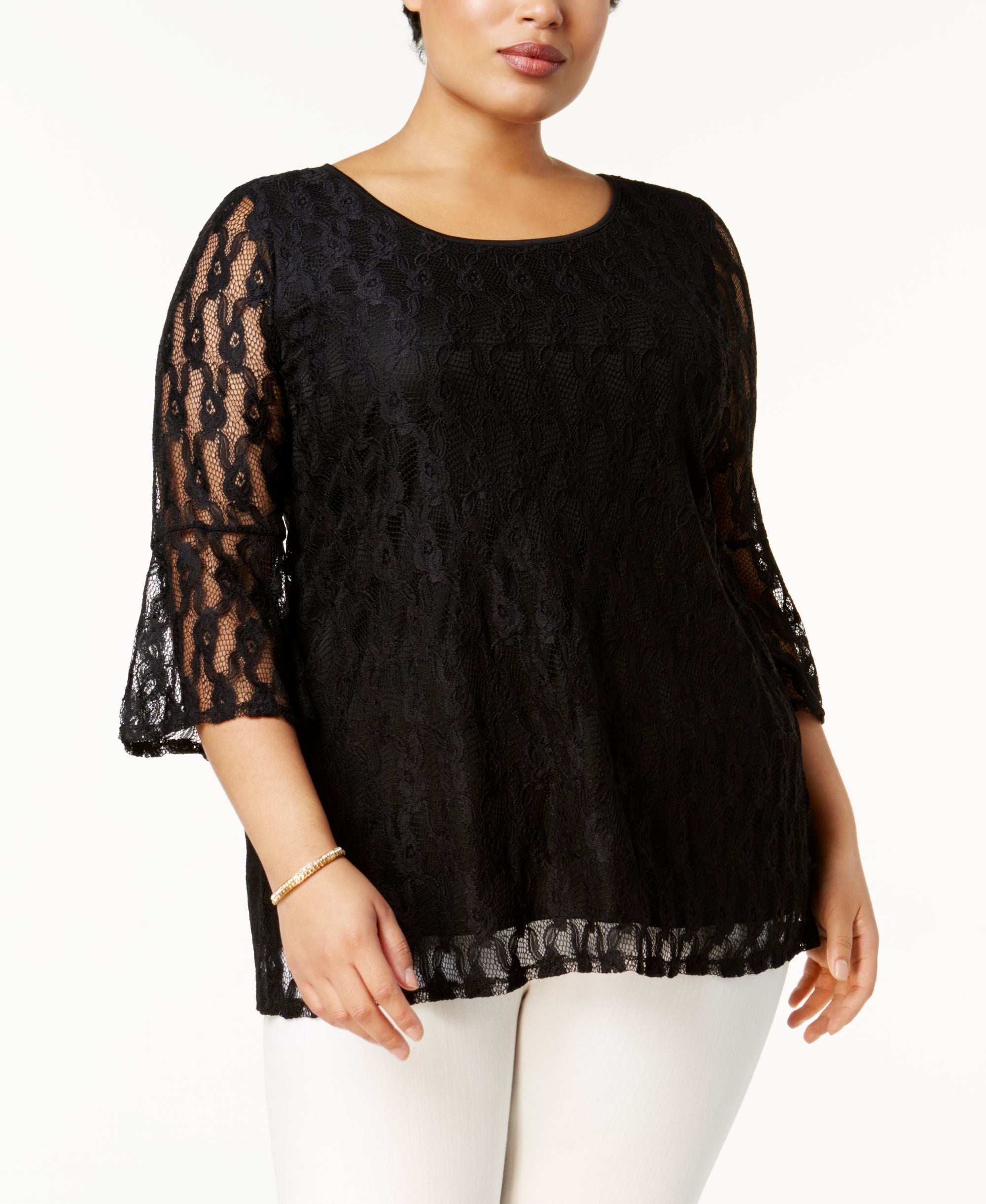 NY Collection Plus Size Lace Premium Top
