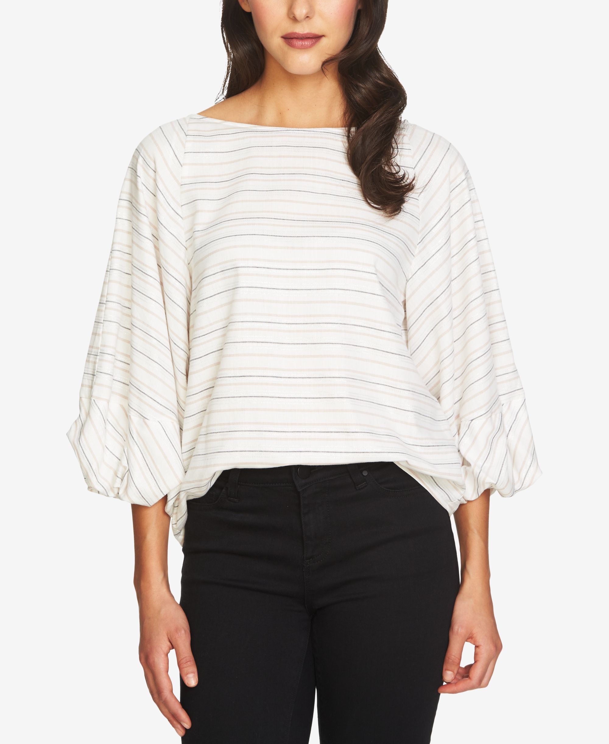 1.State Metallic Stripe Blouson Premium Top