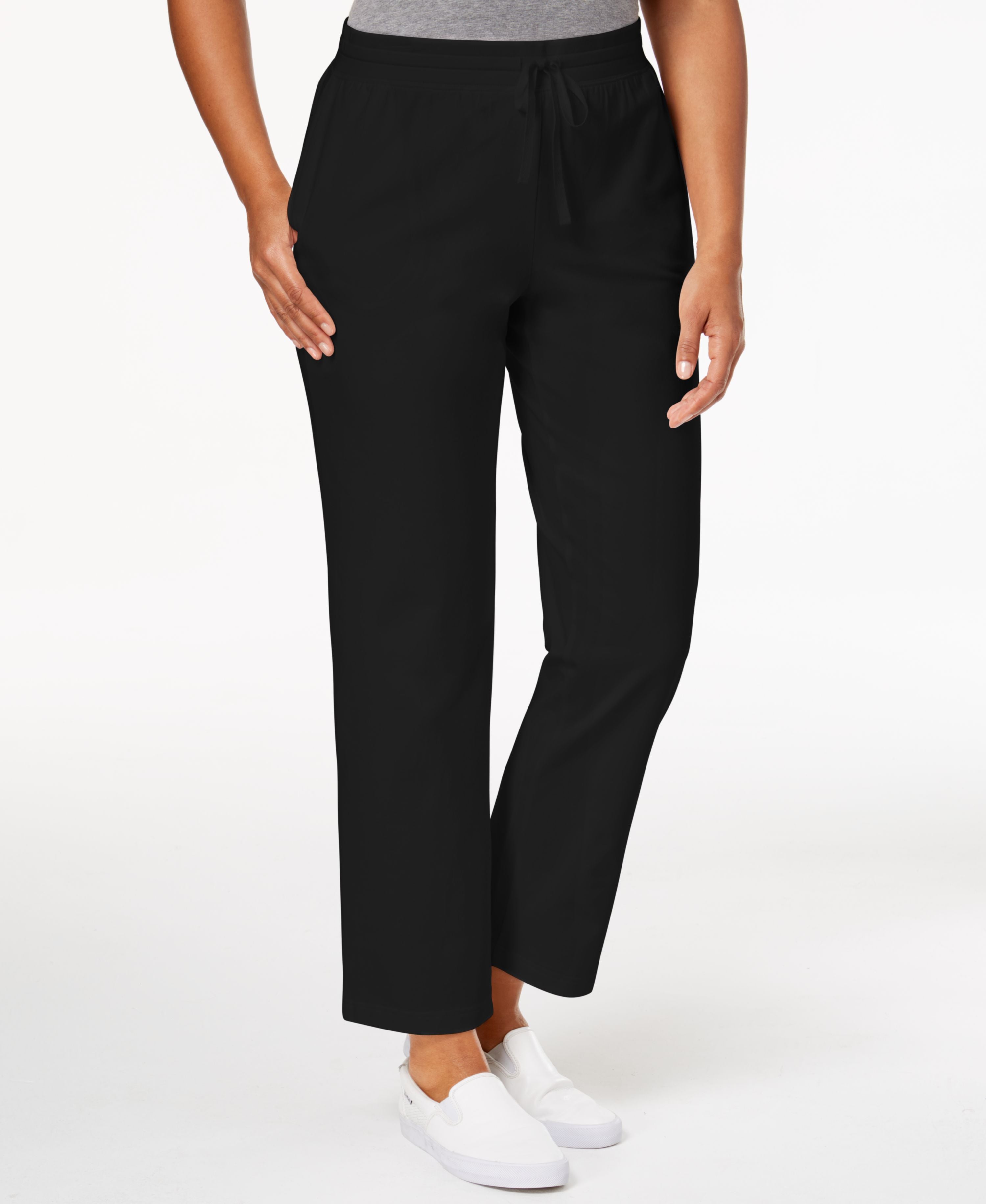 Sport Drawstring Straight-Leg Signature Pants
