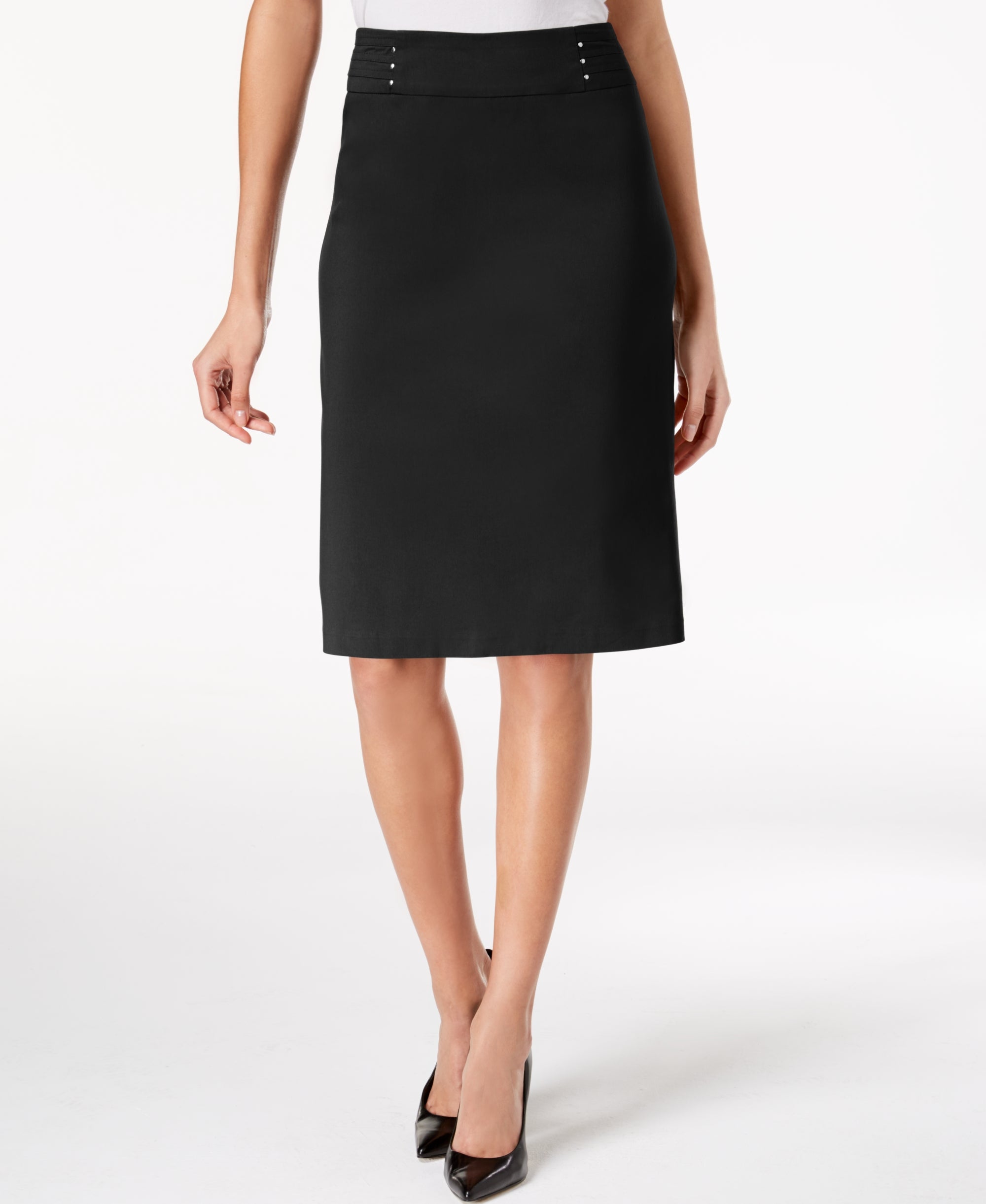 Petite Rivet-Waist Pencil Modern Skirt