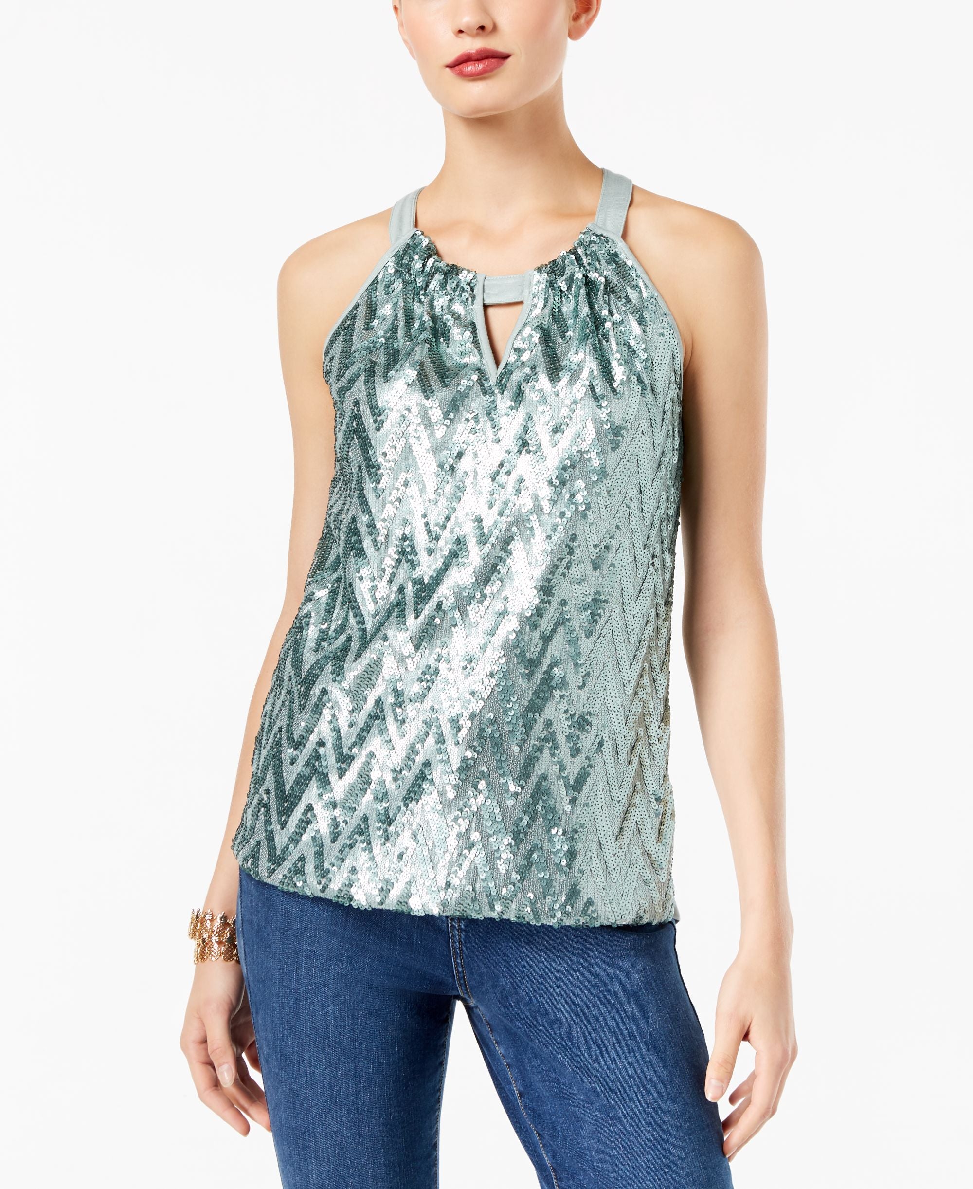 Chevron Sequined Premium Top