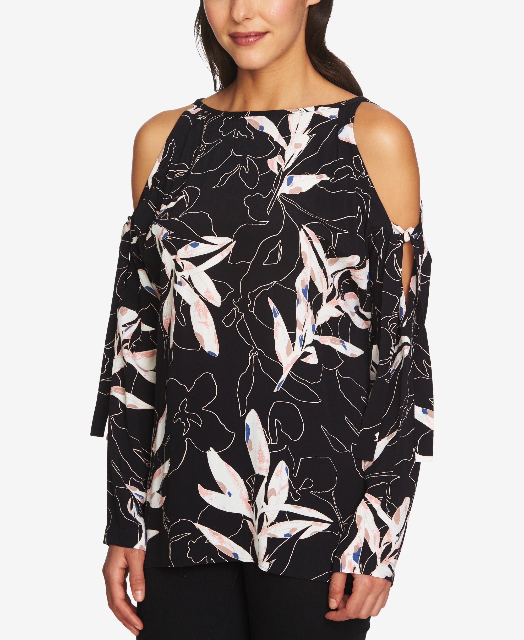 Printed Cold-Shoulder Premium Top