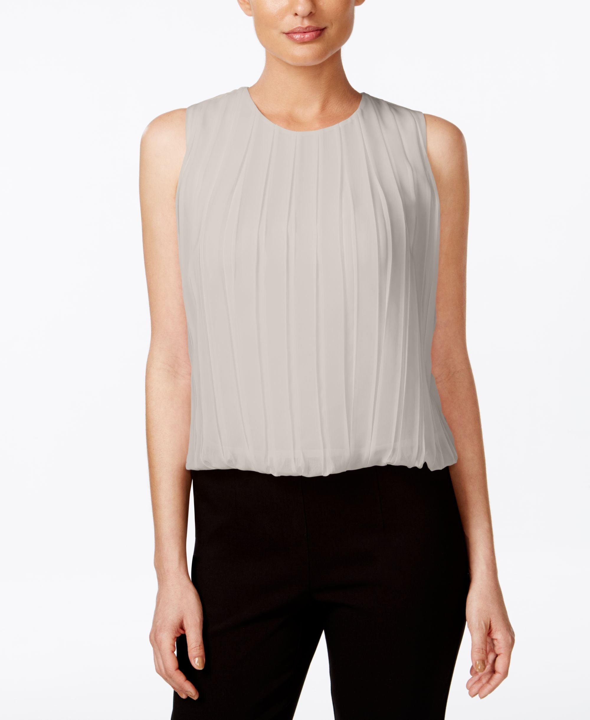 Calvin Klein Sleeveless Pleated Signature Blouse