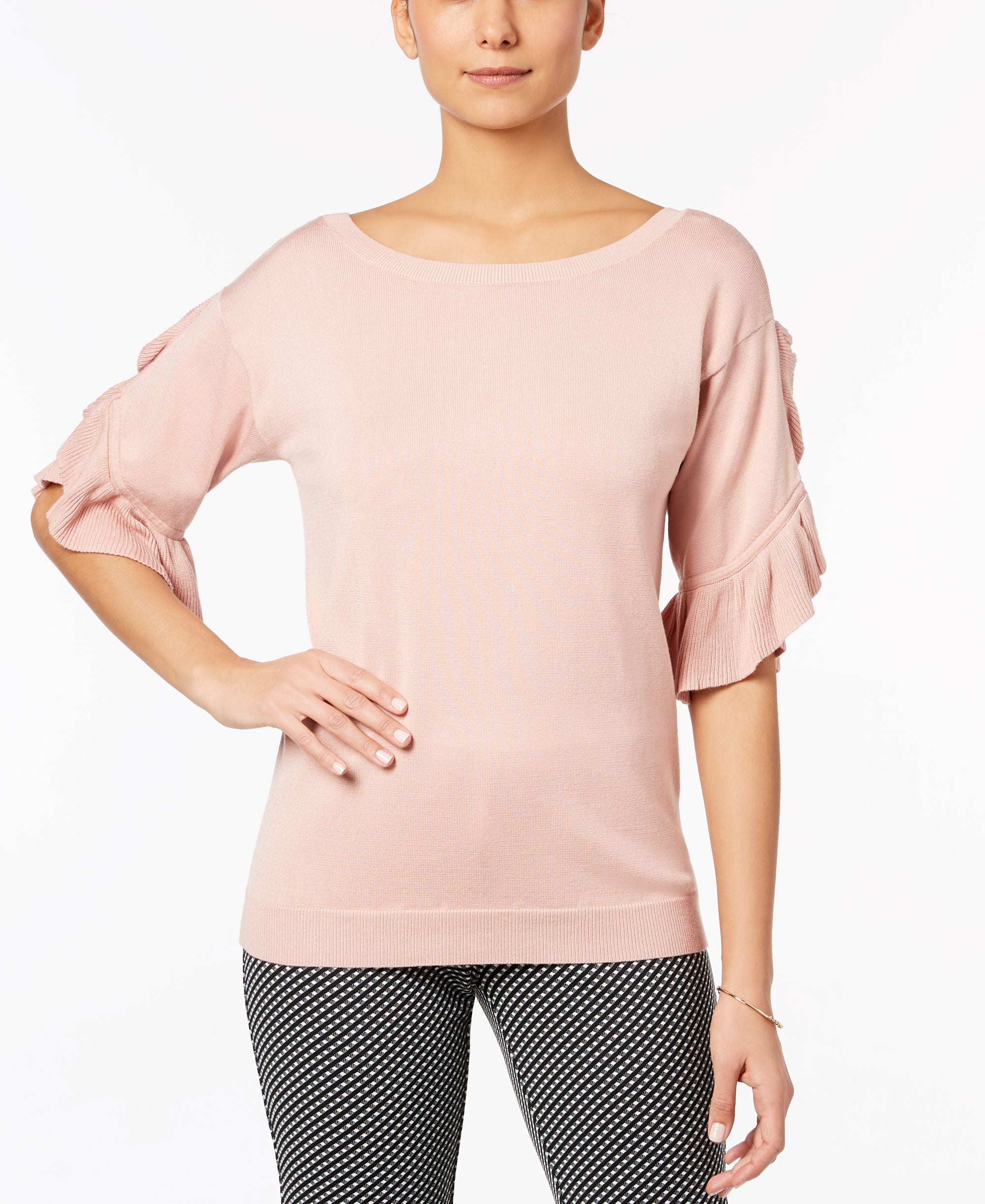 Low-Back Ruffled-Sleeve Sweater