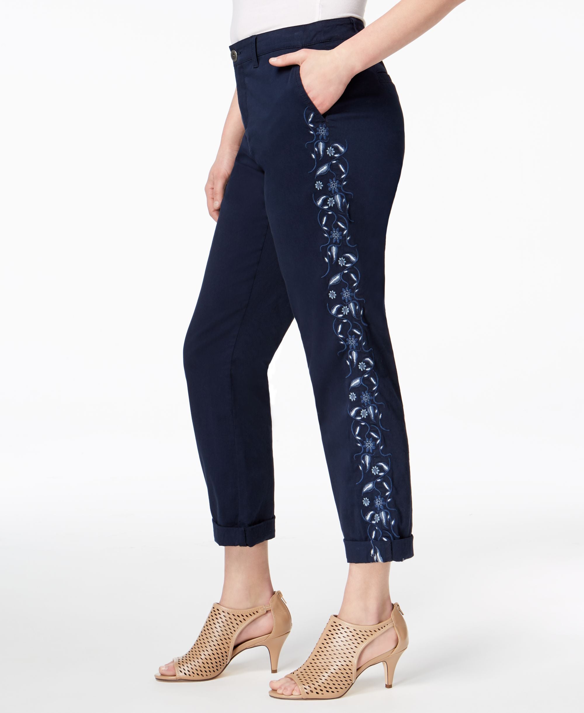 Embroidered Boyfriend Signature Pants