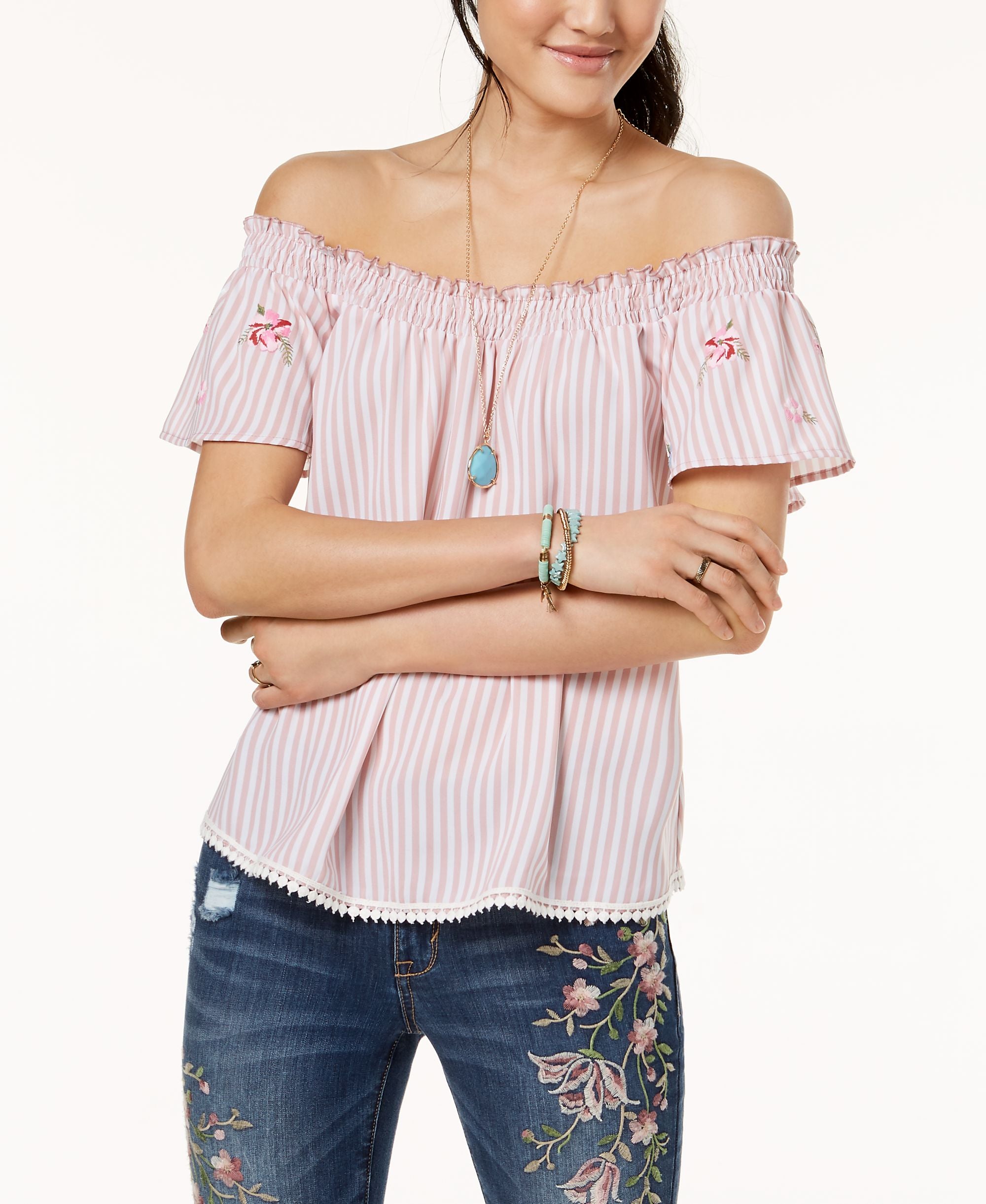 Self Esteem Juniors Off The Shoulder Peasant Premium Top