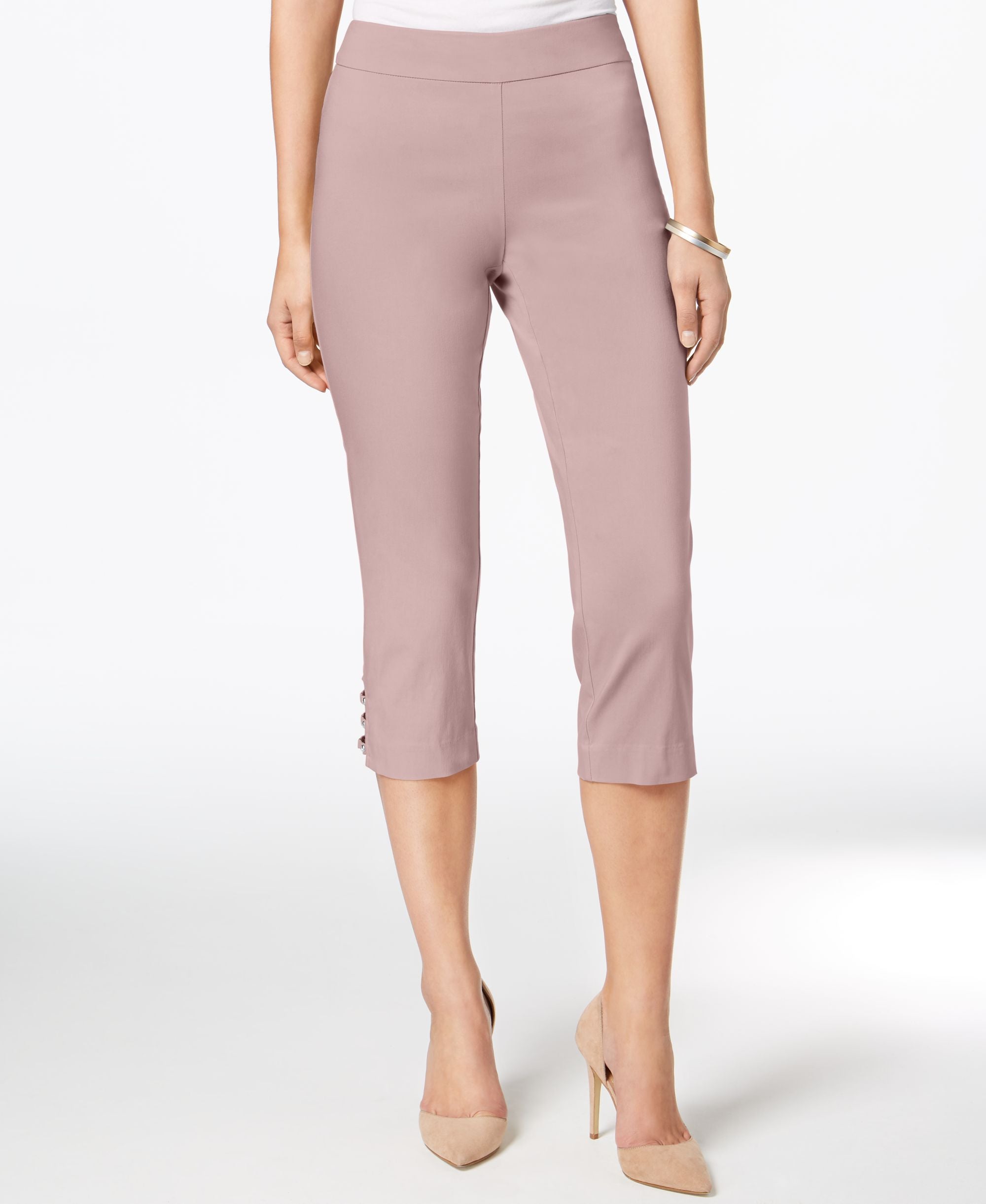 Petite Lattice-Hem Capri-Length Signature Pants