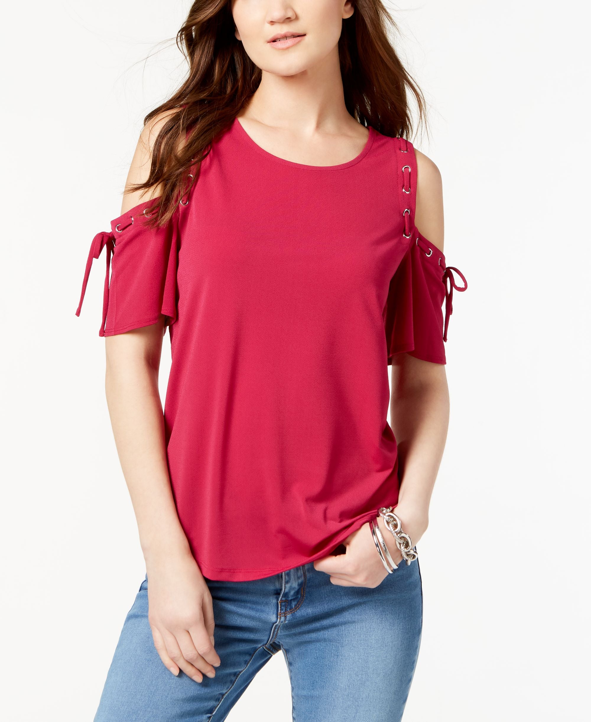 Cold Shoulder Lace Up Premium Top