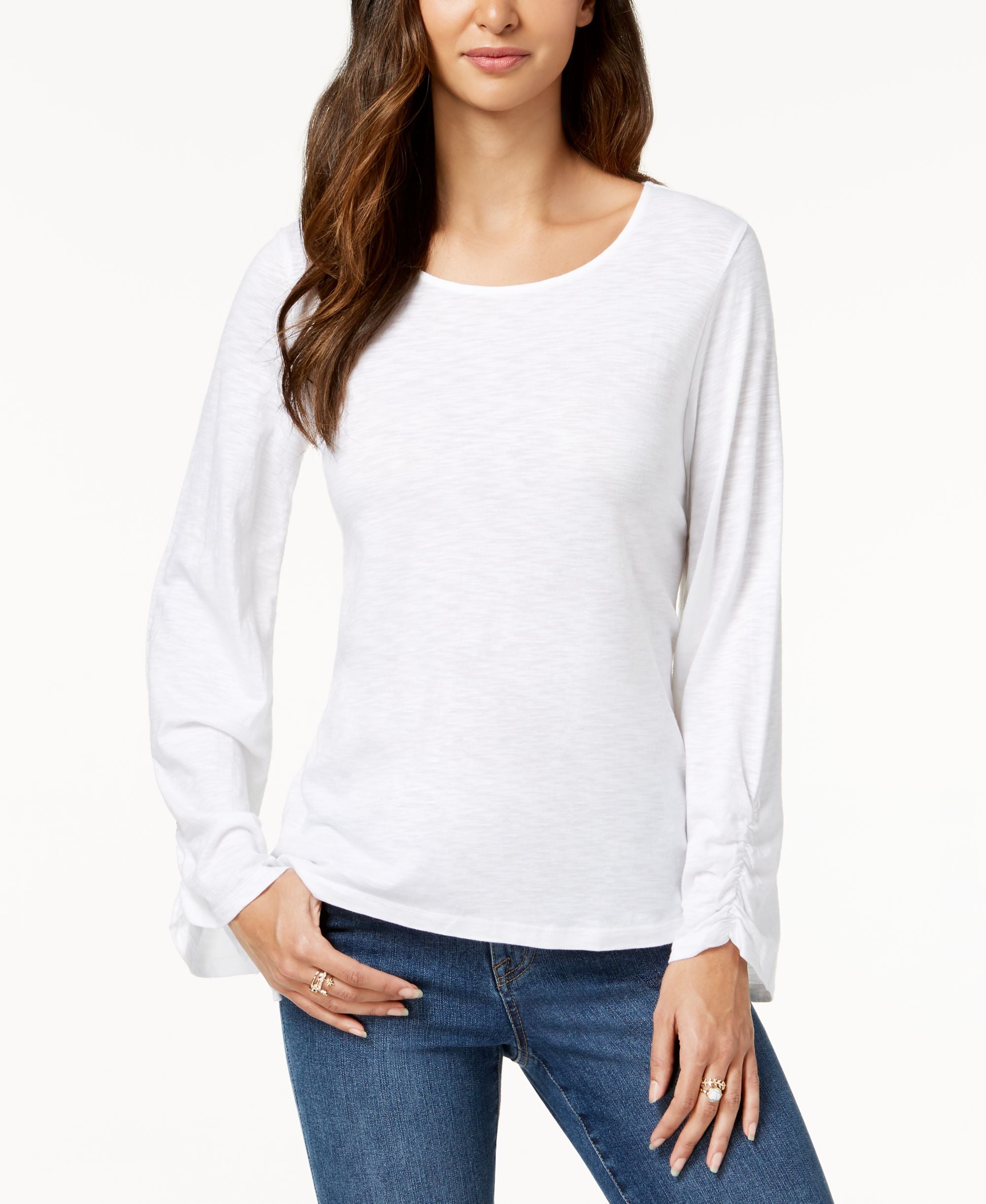 Ruched-Sleeve Premium Top