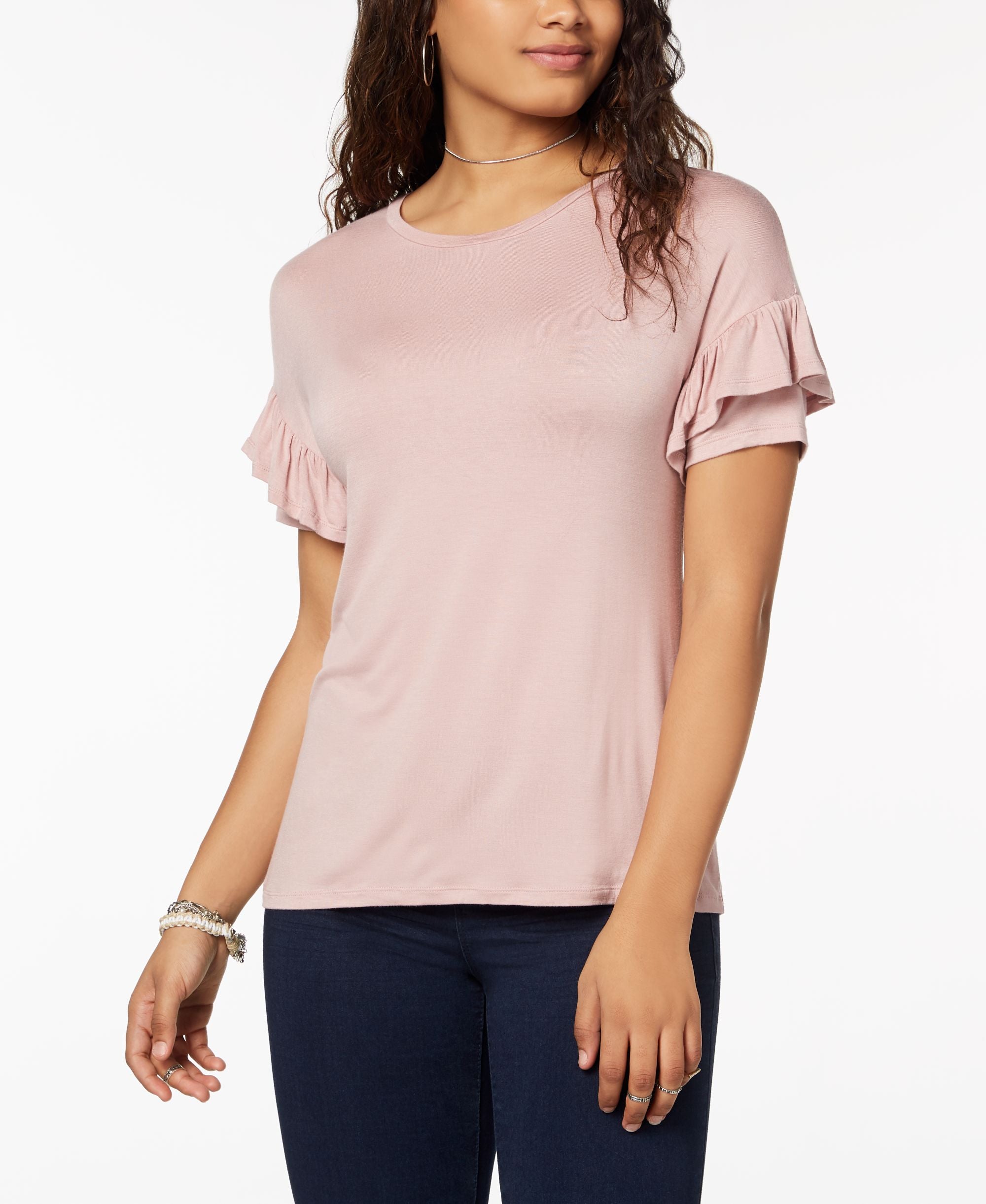 Ultra Flirt By Ikeddi Juniors Ruffle Sleeved T-Modern Shirt