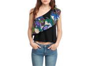 Free People Womens Annka One-Shoulder Floral Everyday Premium Top Black Medium